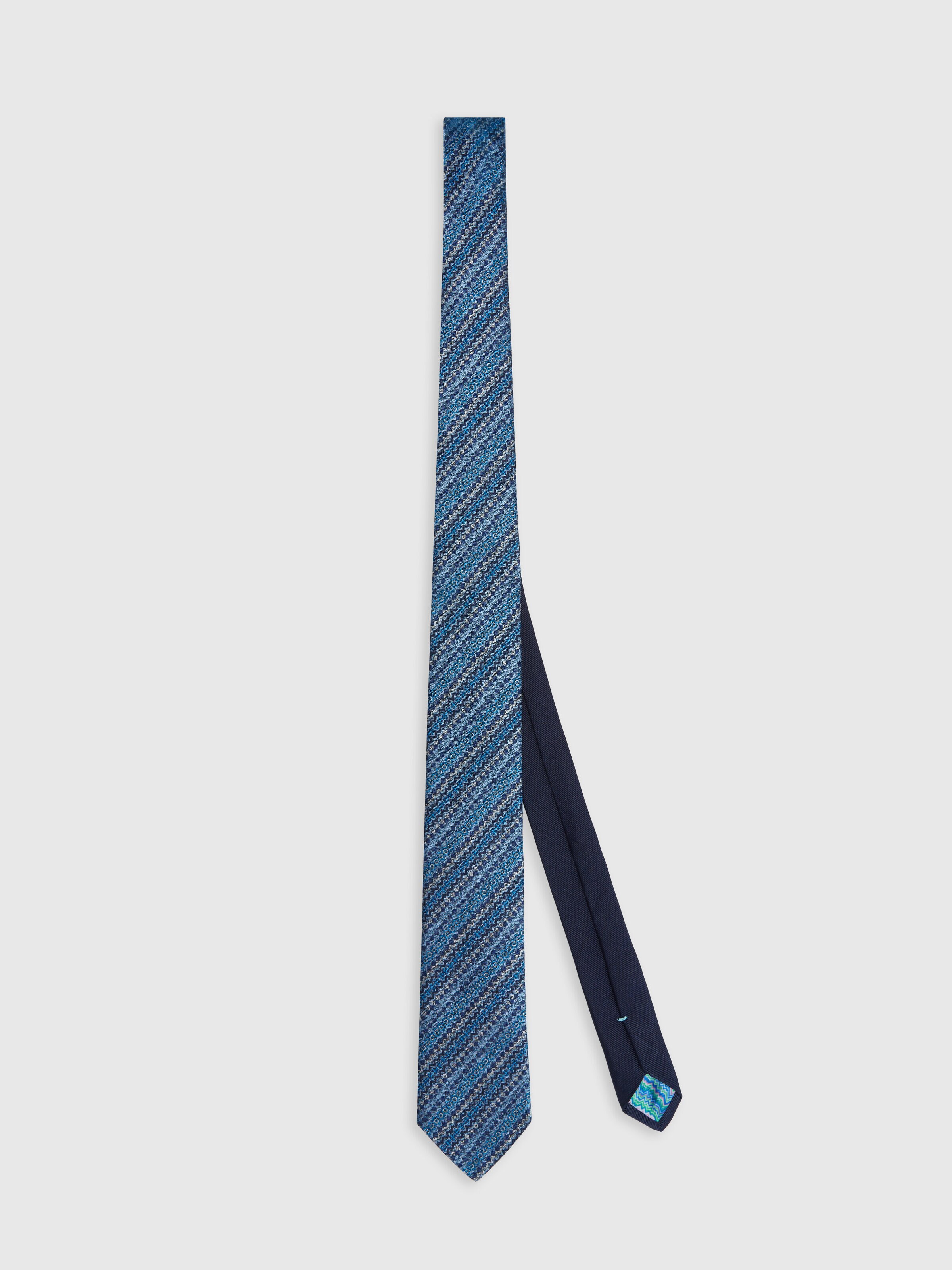 Silk tie knitted with multiple techniques , Multicoloured  - 0