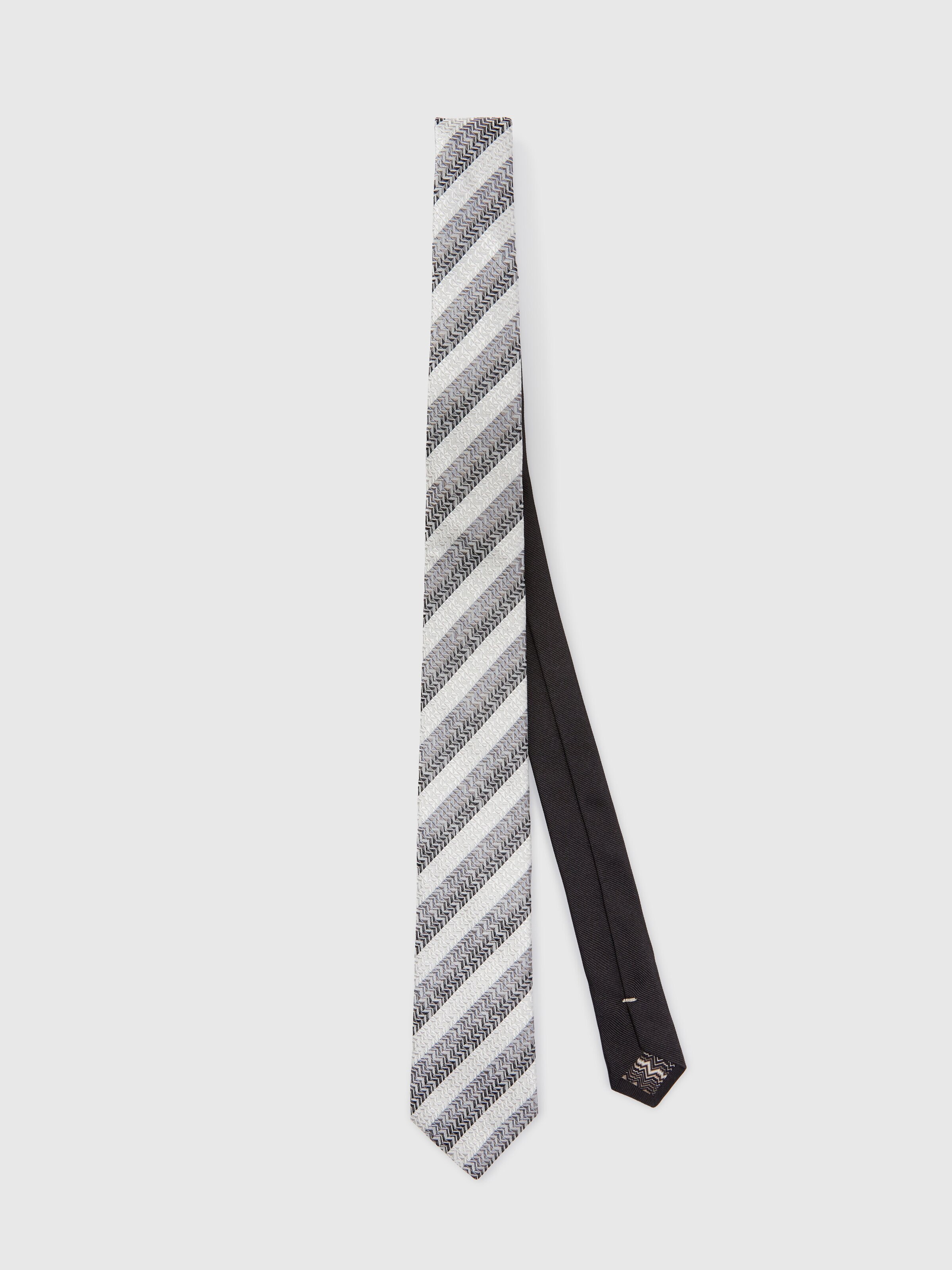 Silk tie with chevron pattern, Multicoloured  - 0
