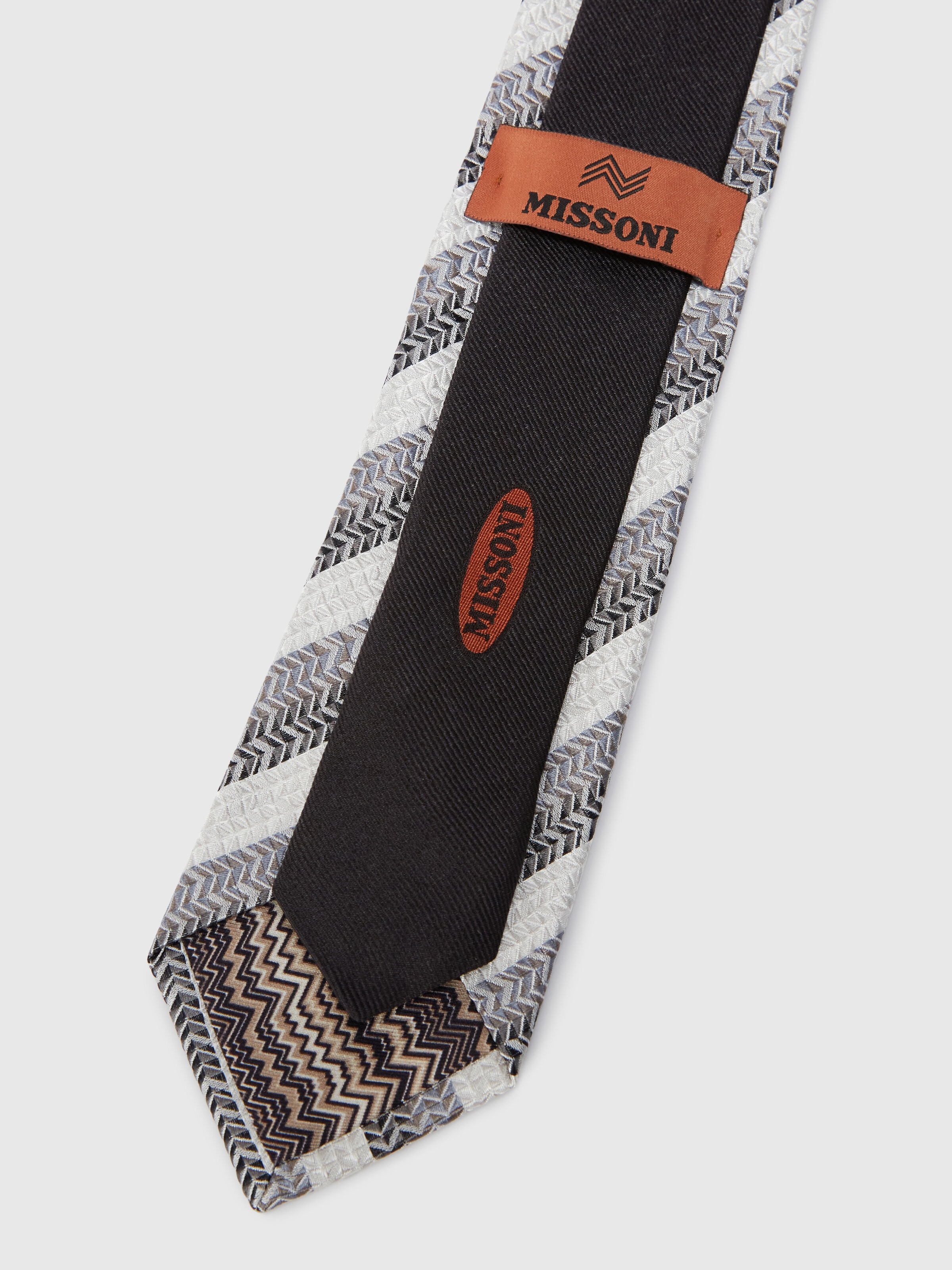 Silk tie with chevron pattern, Multicoloured  - 2