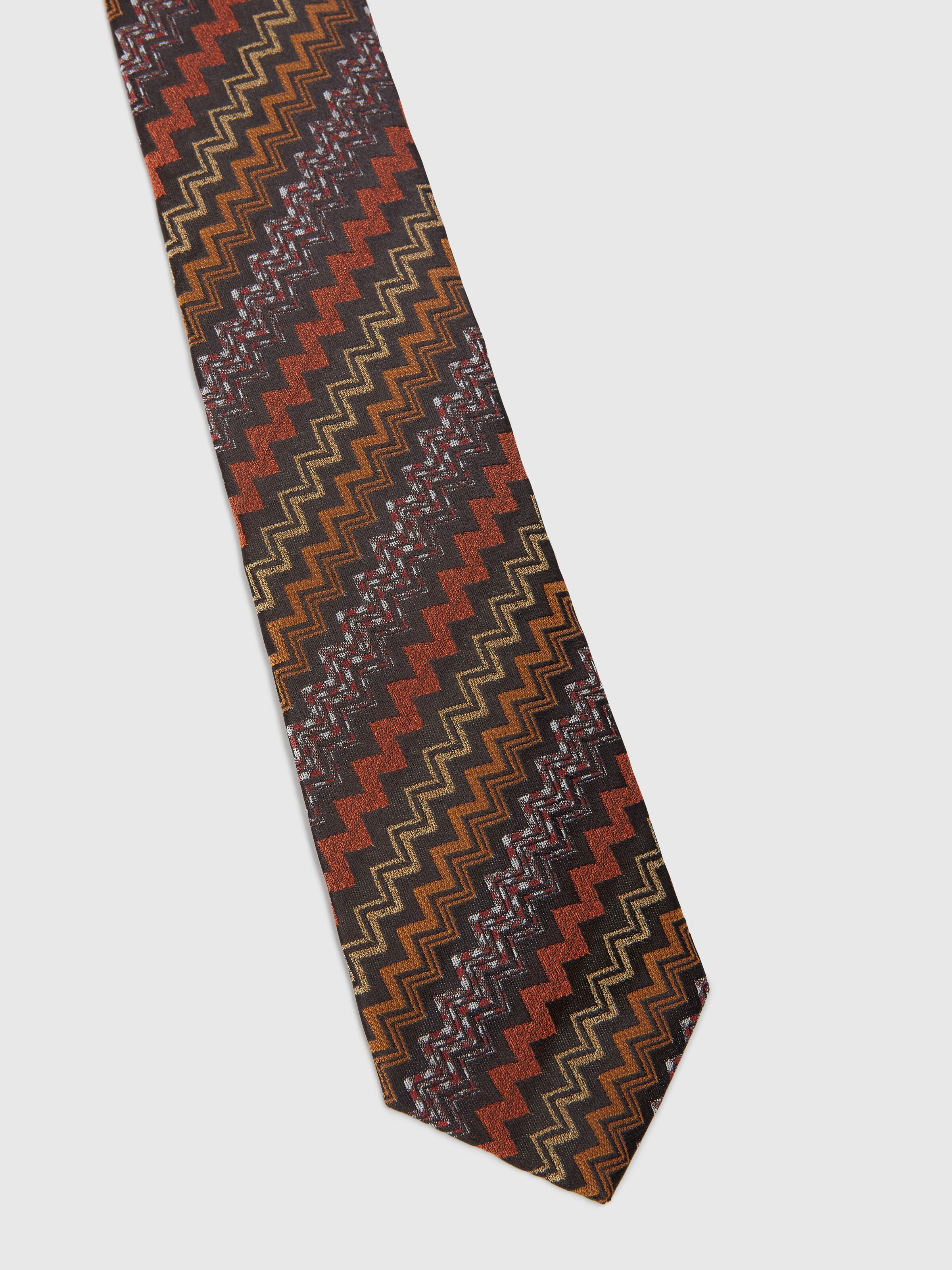 Silk tie with zigzag pattern, Multicoloured  - 1