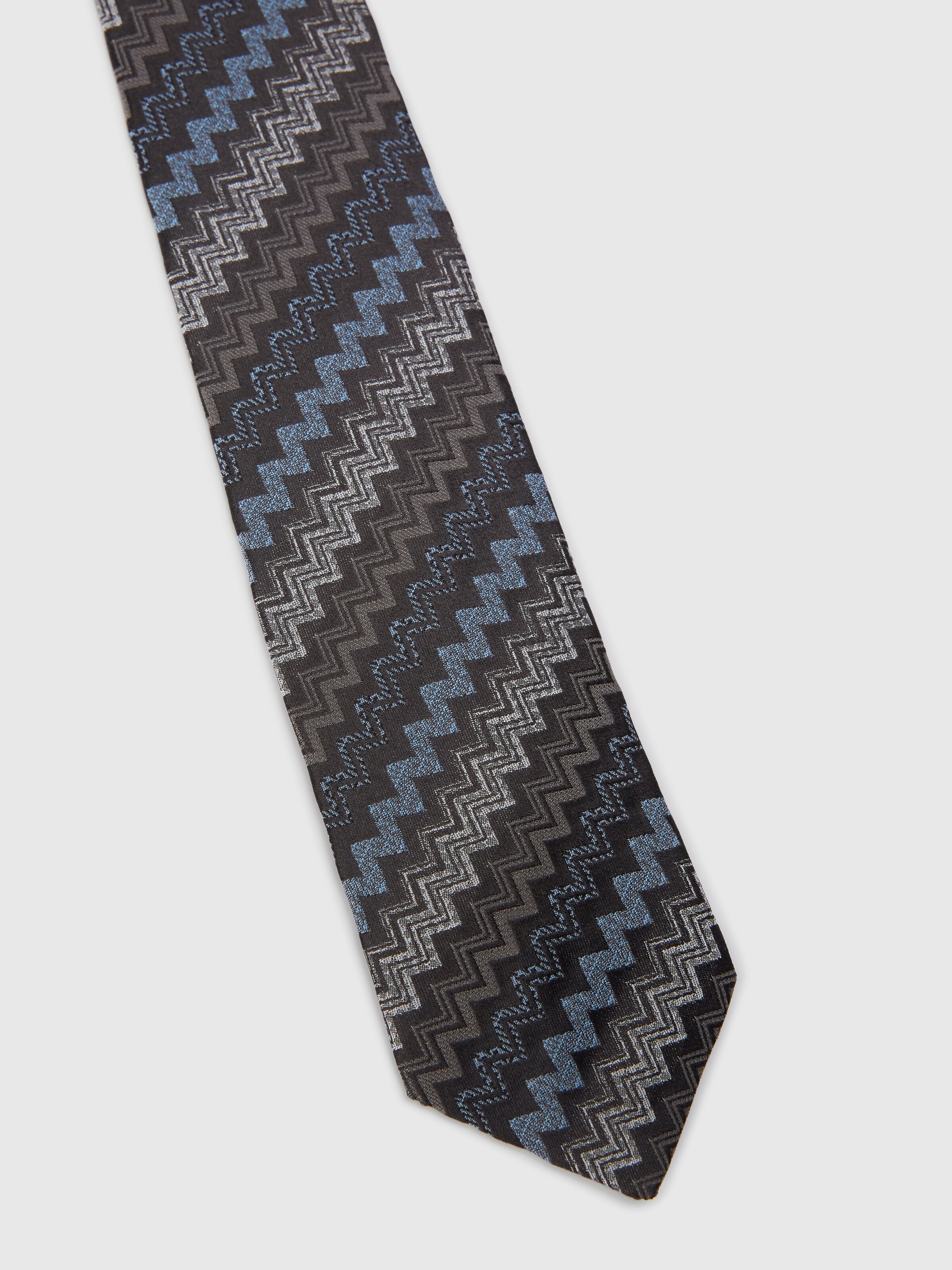Silk tie with zigzag pattern, Multicoloured  - 1