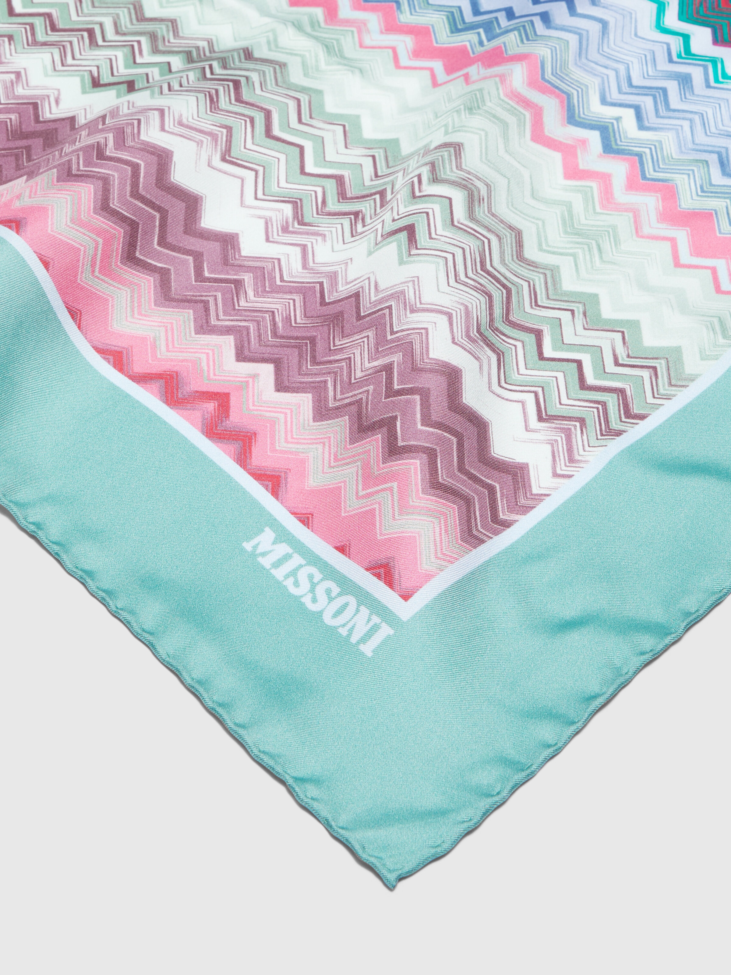 Silk foulard scarf with zigzag pattern, Multicoloured  - 1