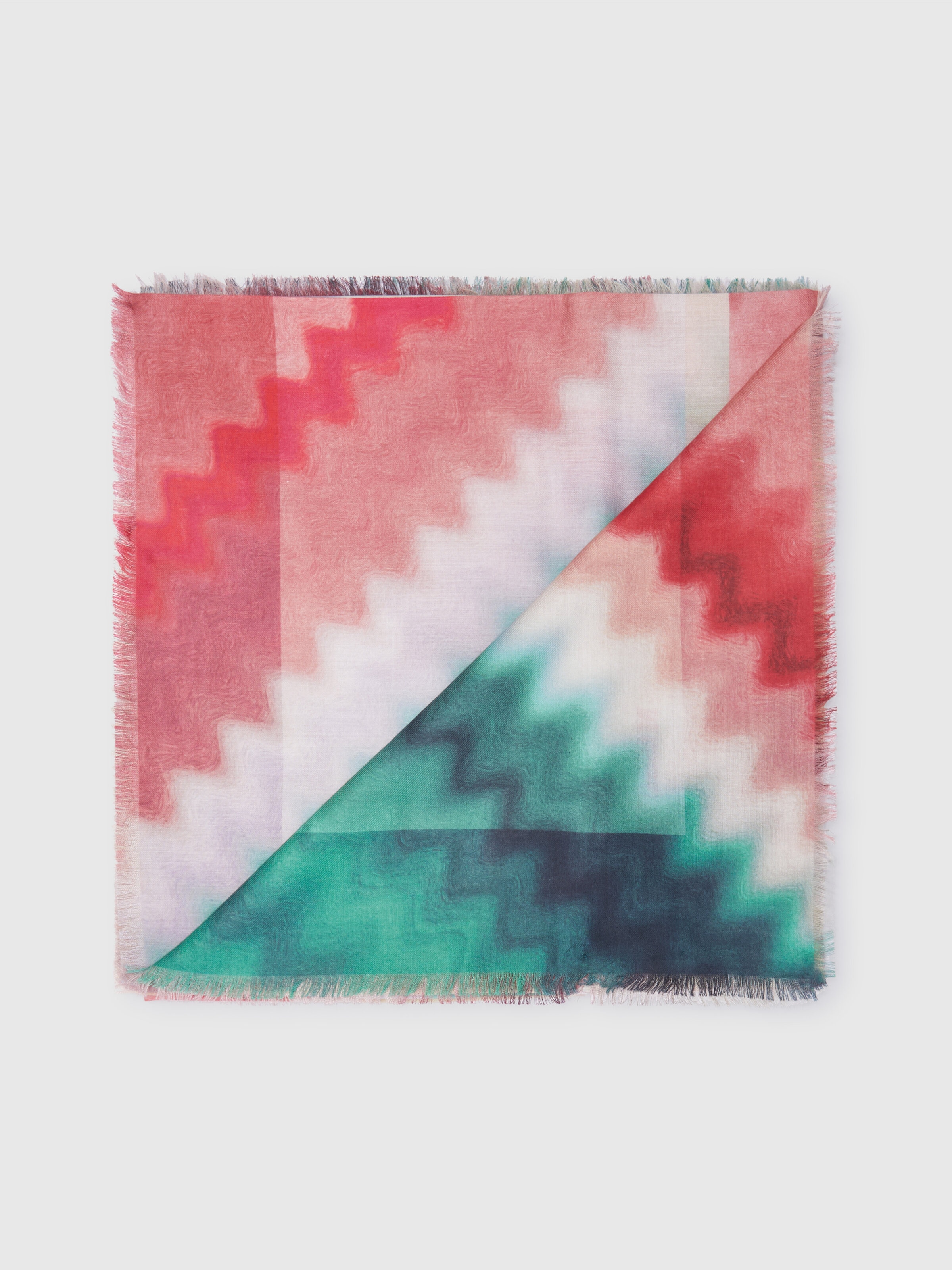 Modal and silk shawl with zigzag pattern, Multicoloured  - 0