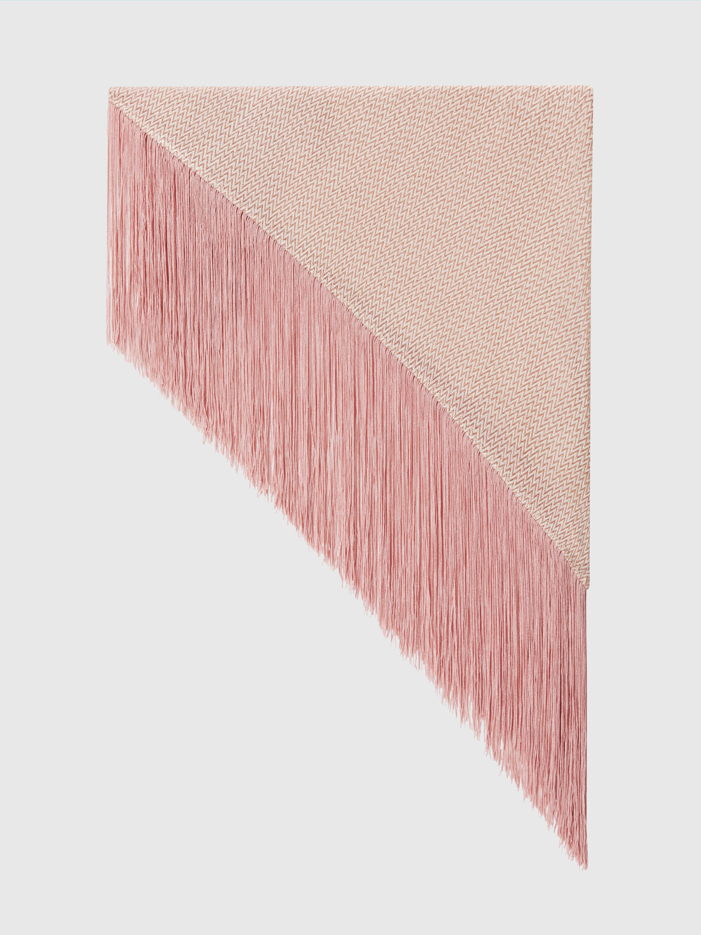 Lamé viscose chevron shawl with fringes, Multicoloured  - 0