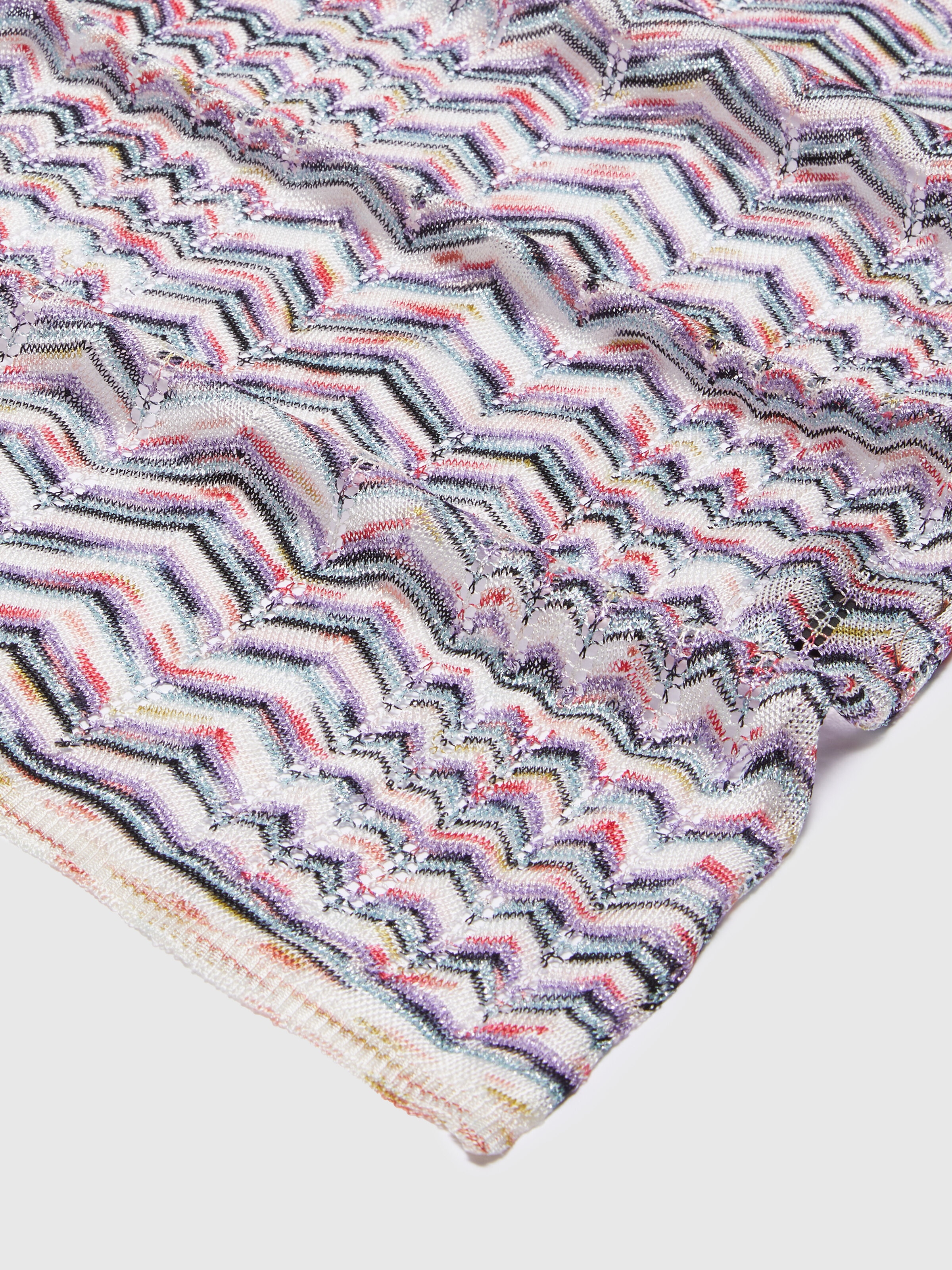 Scarf in viscose and cotton with zigzag pattern , Multicoloured  - 1