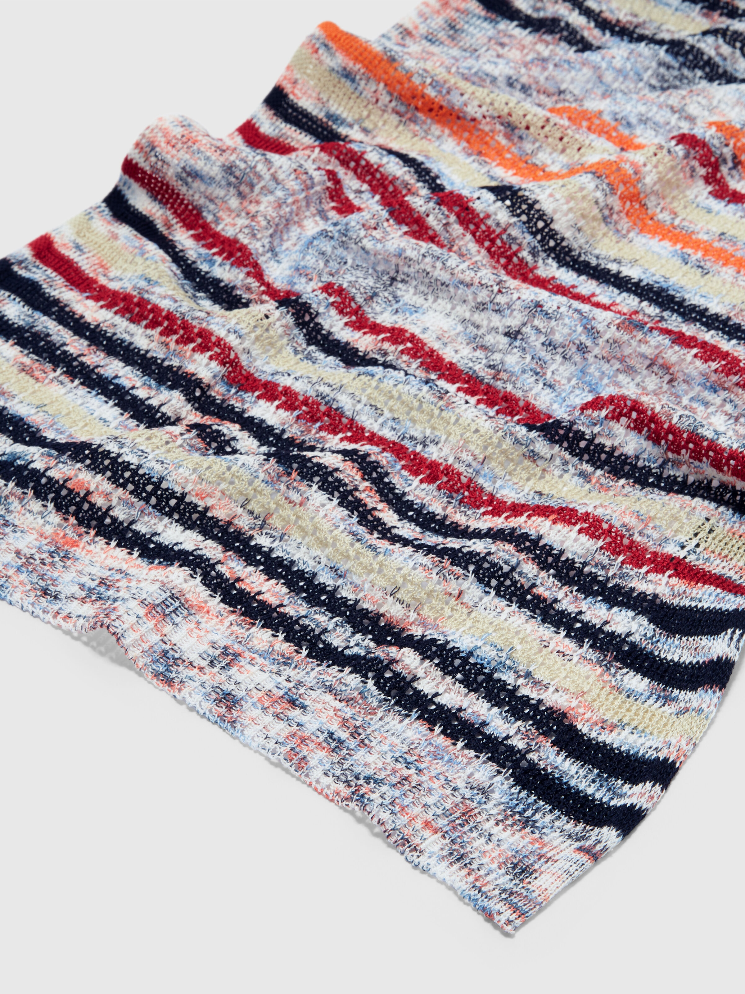Bufanda de algodón flameado con motivo de rayas, Multicolor  - 1