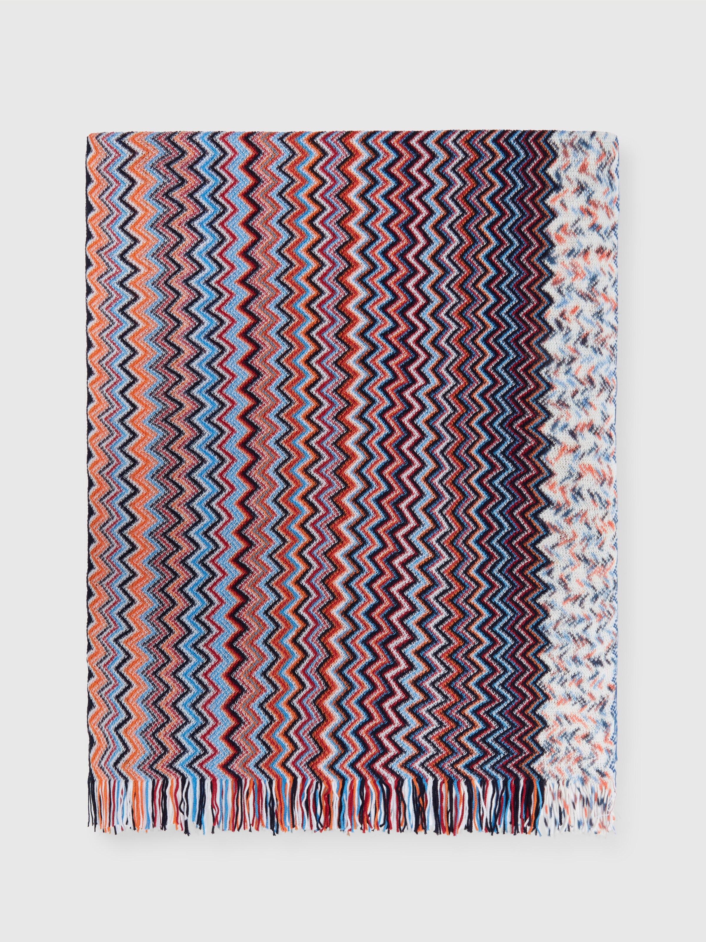 Bufanda de algodón con estampado de espigas y flecos, Multicolor  - 0