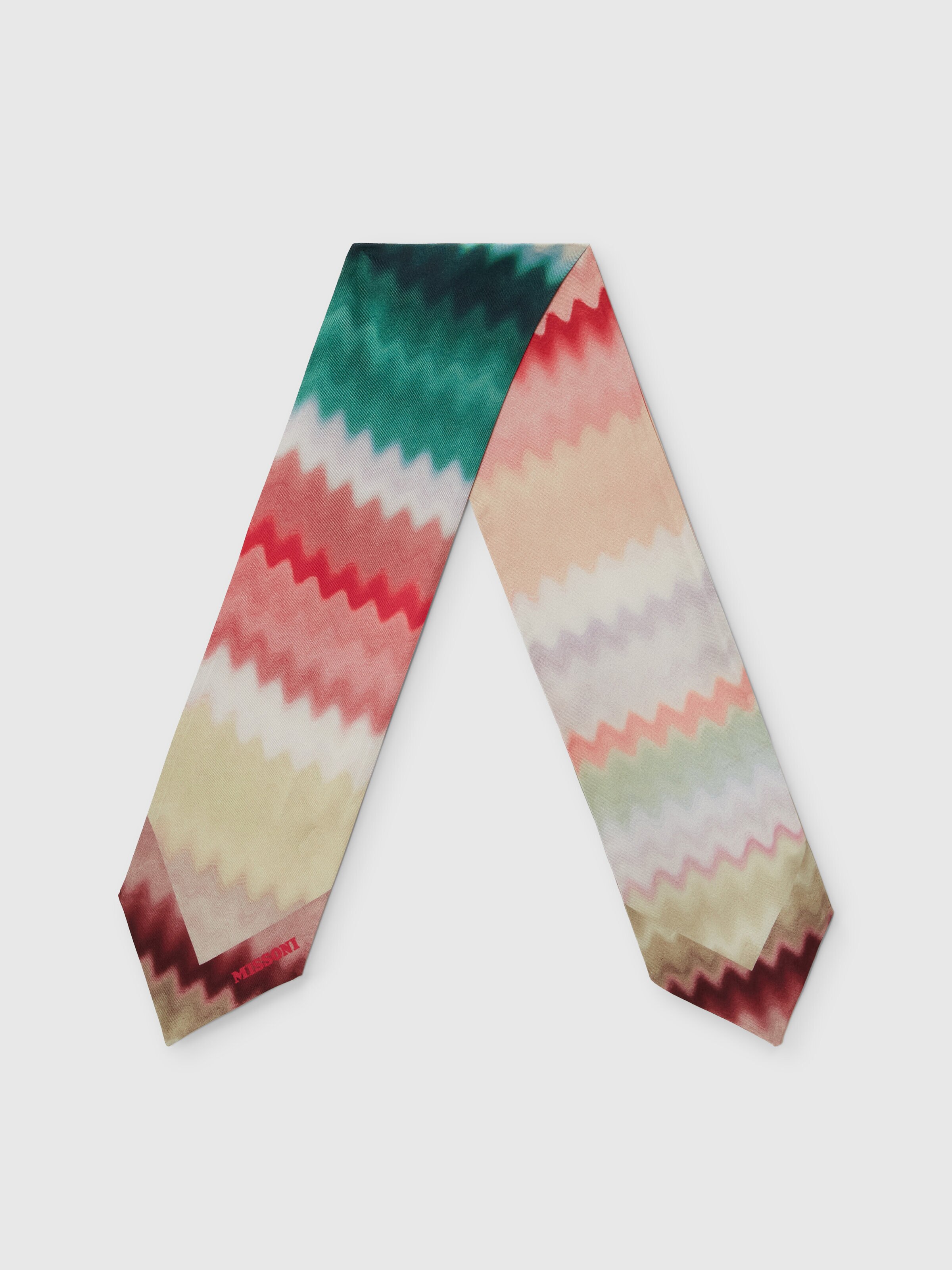 Silk chevron foulard scarf, Multicoloured  - 0