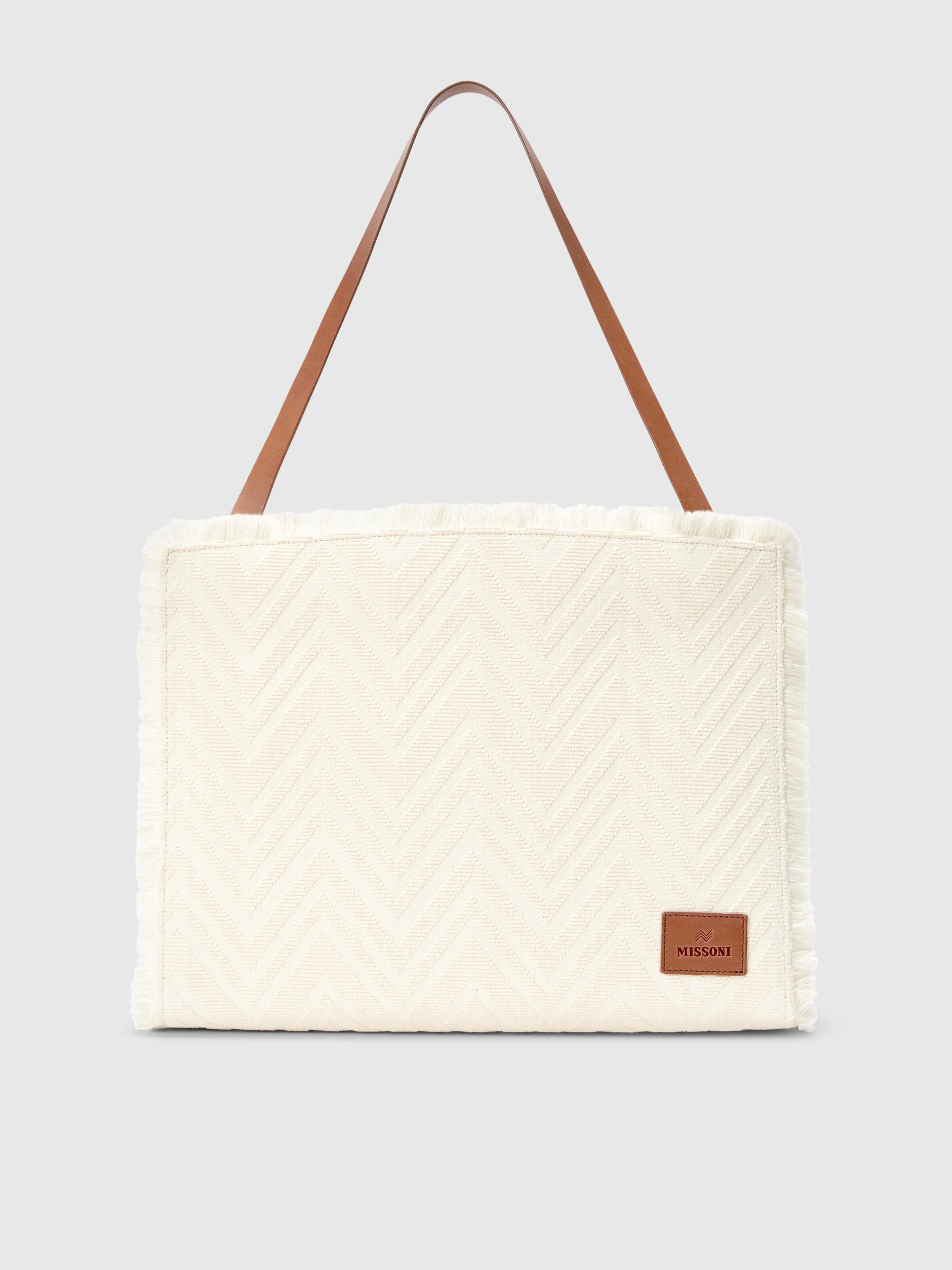 Tote bag in cotton blend with chevron pattern Brown | Missoni