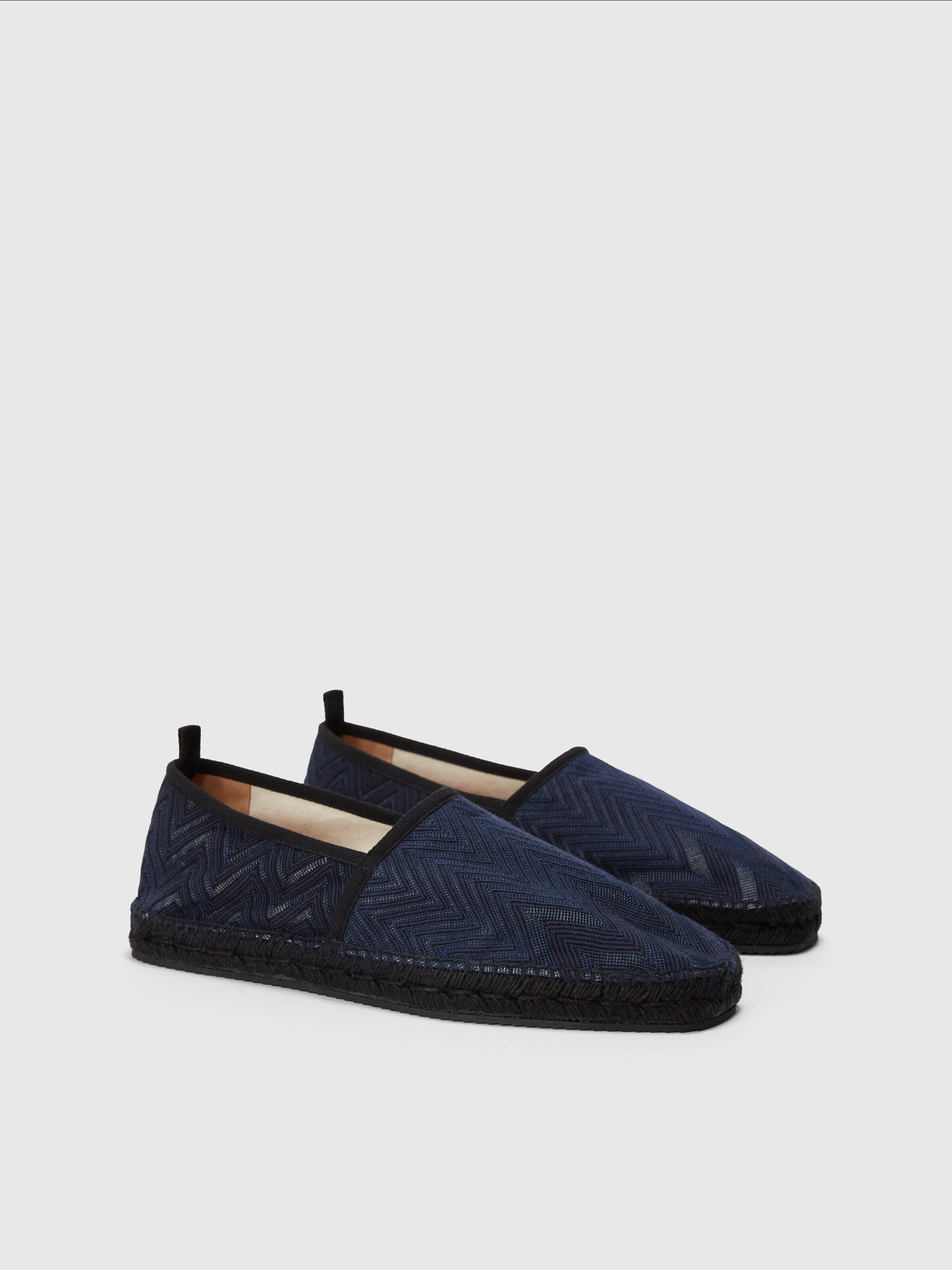 Espadrilles en tissu à zig-zag, Bleu Marine  - 1