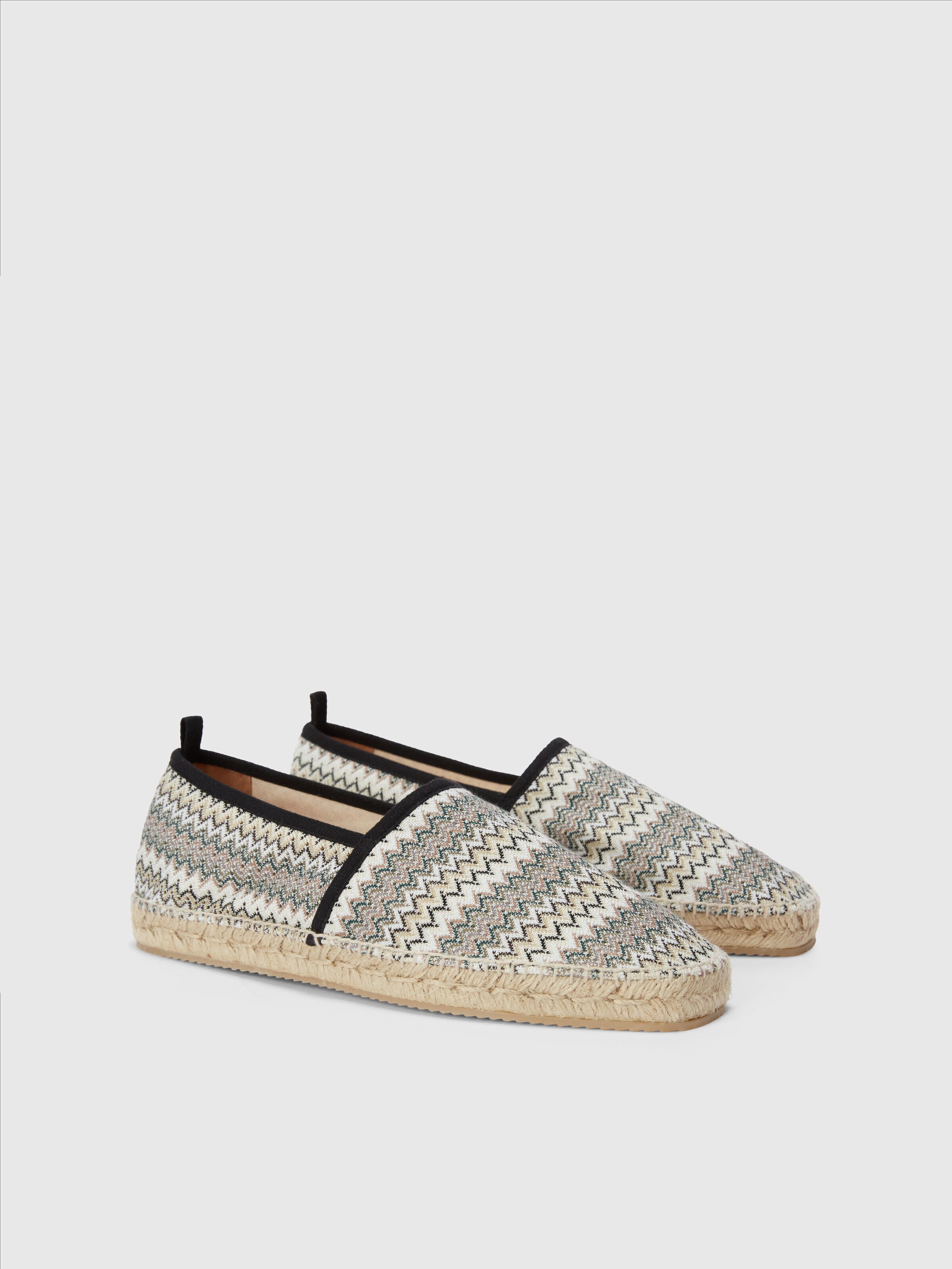 Espadrilles en tissu à zig-zag, Vert  - 1