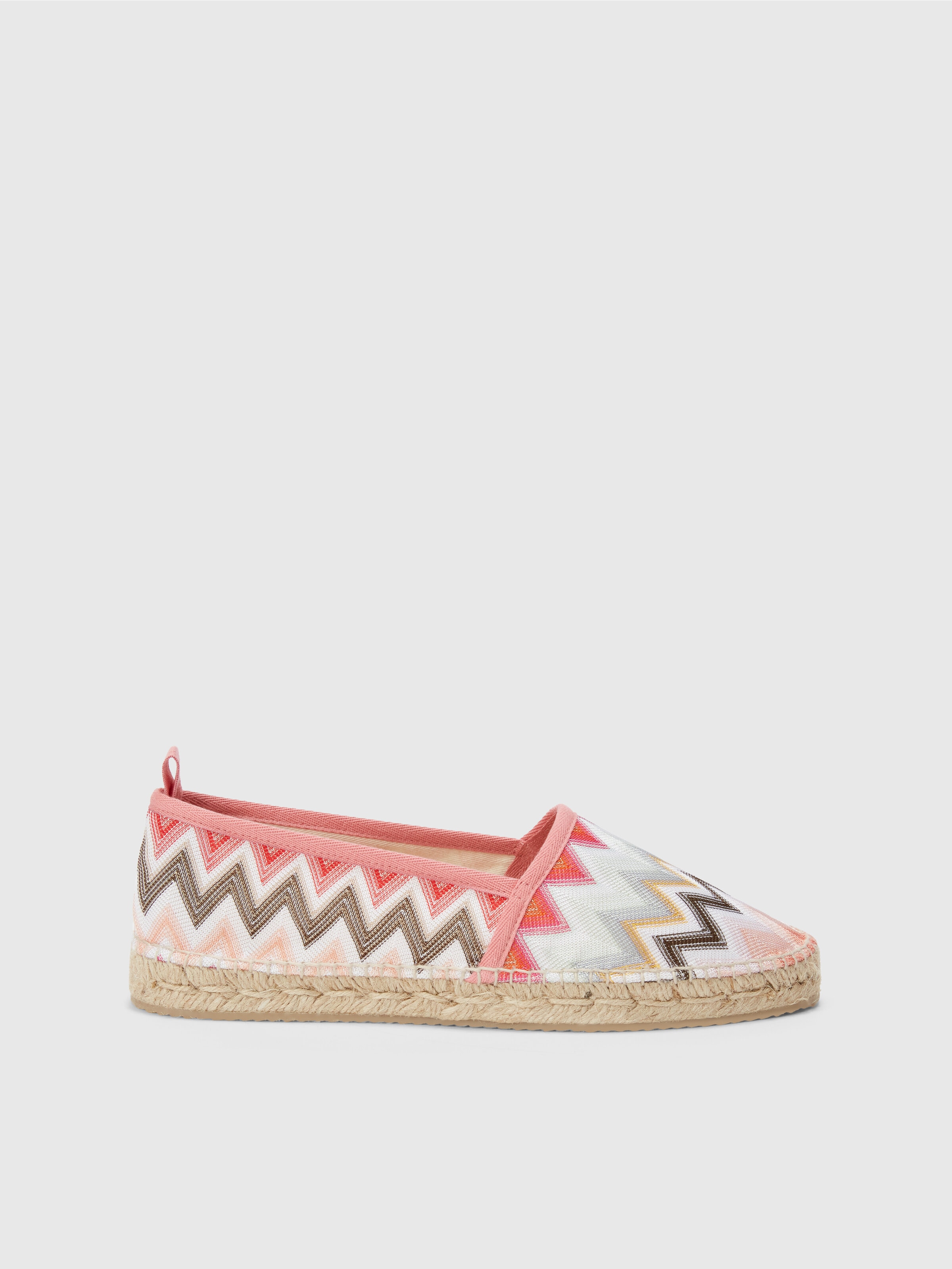Espadrilles with chevron fabric upper, Pink   - 0