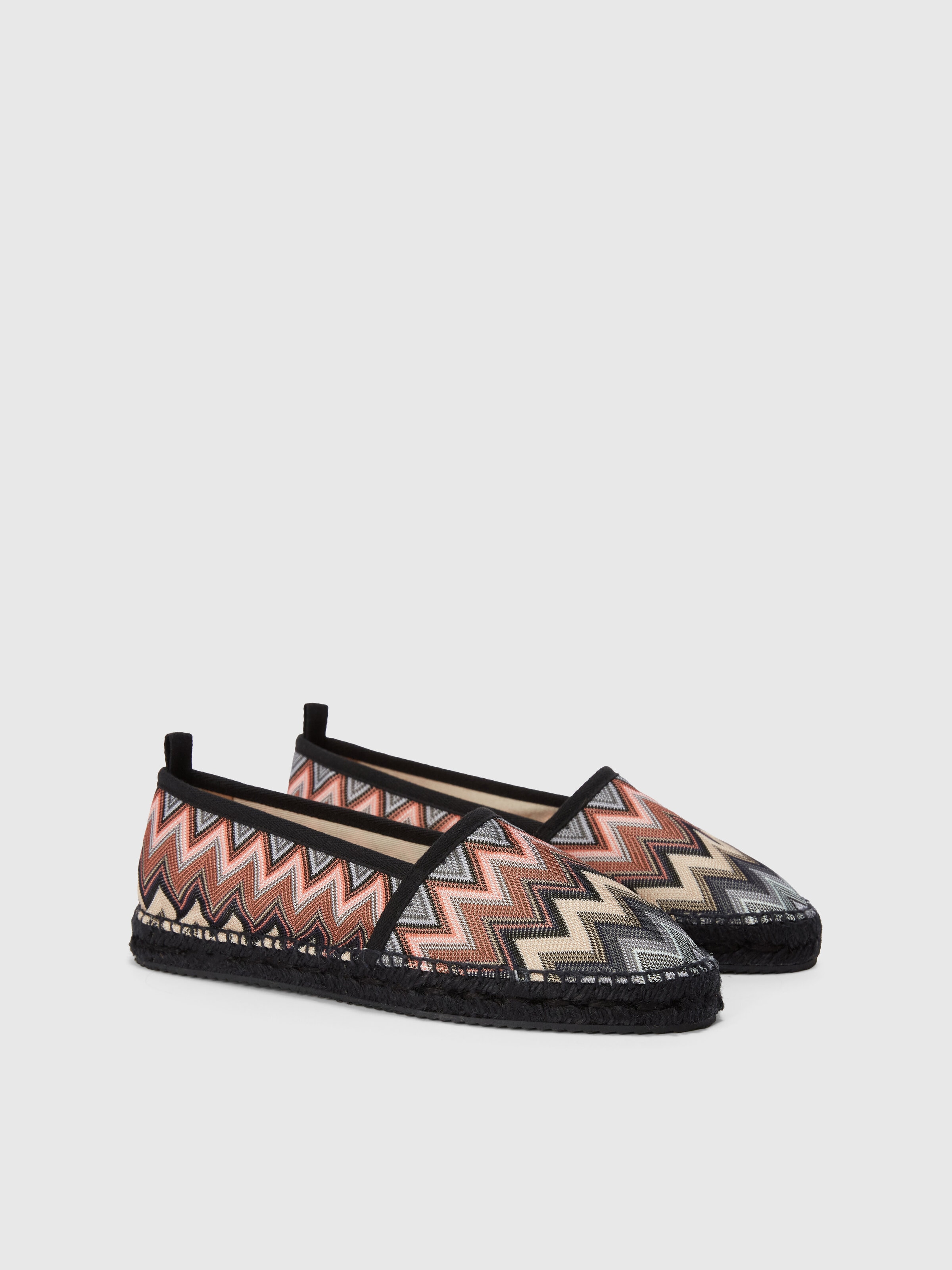 Espadrilles avec tige en tissu à chevrons, Noir    - 1