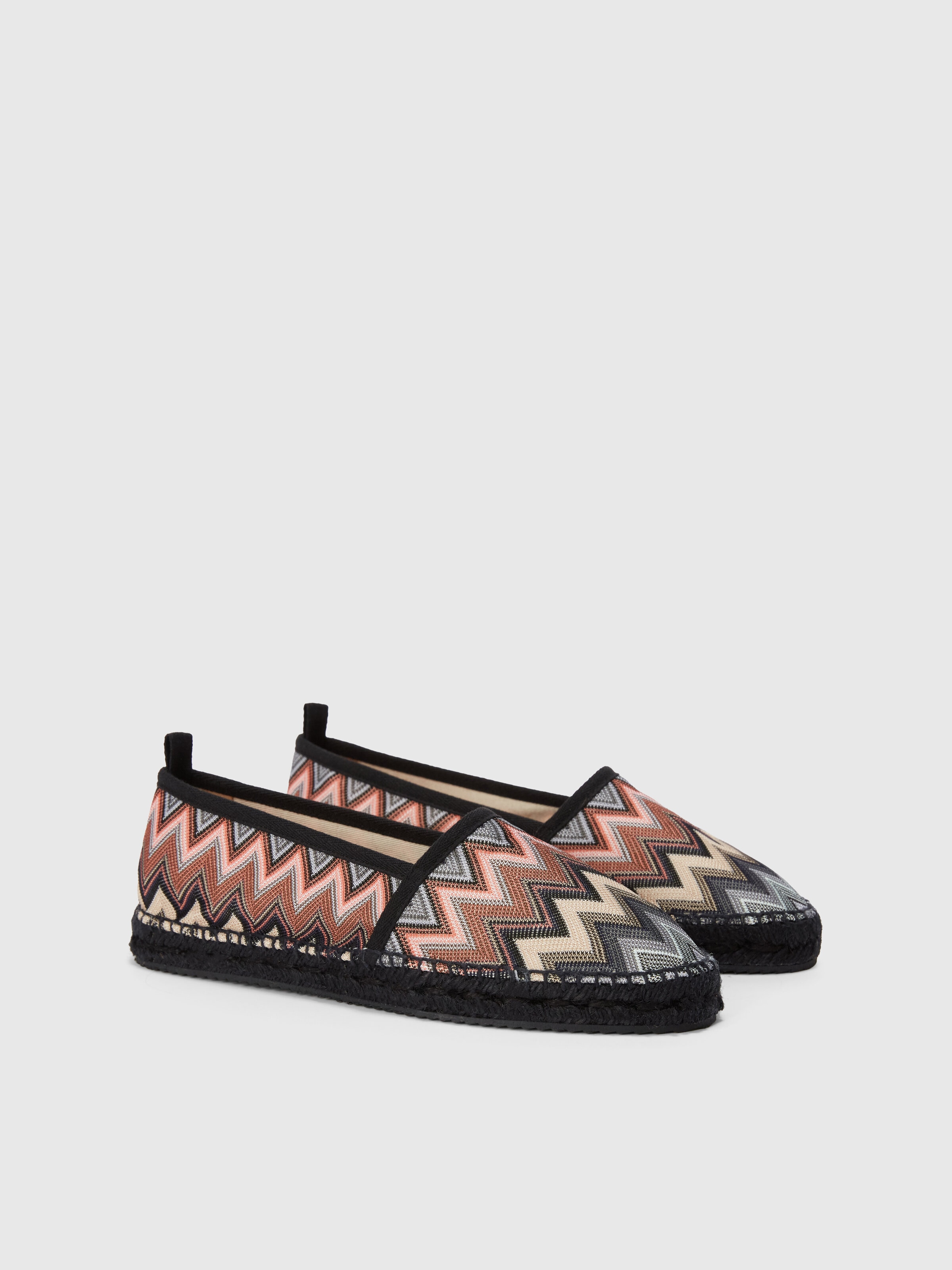 Espadrilles with chevron fabric upper, Black    - 1