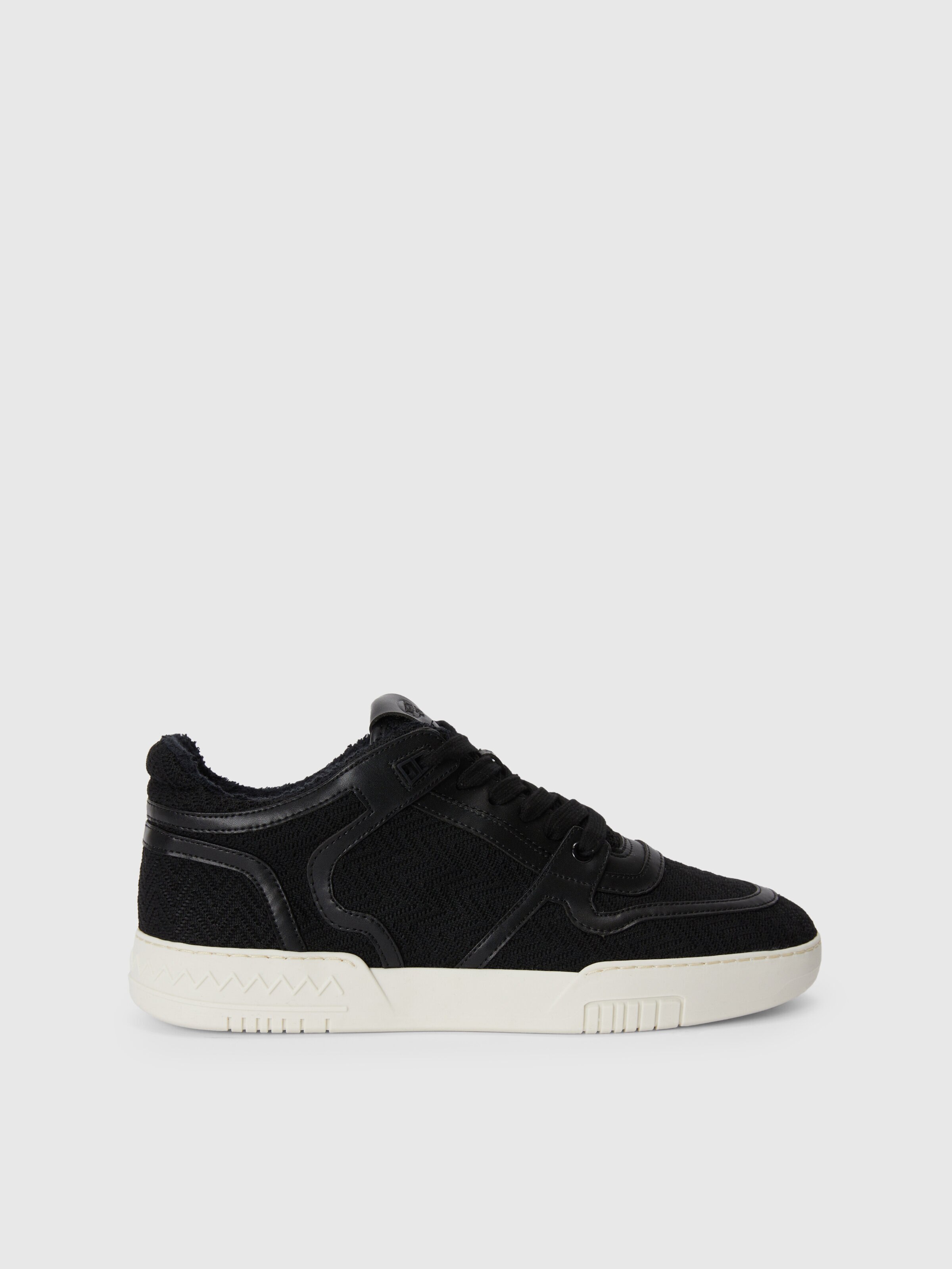 Sneakers with rubber sole and fabric upper with inserts, Black - 0