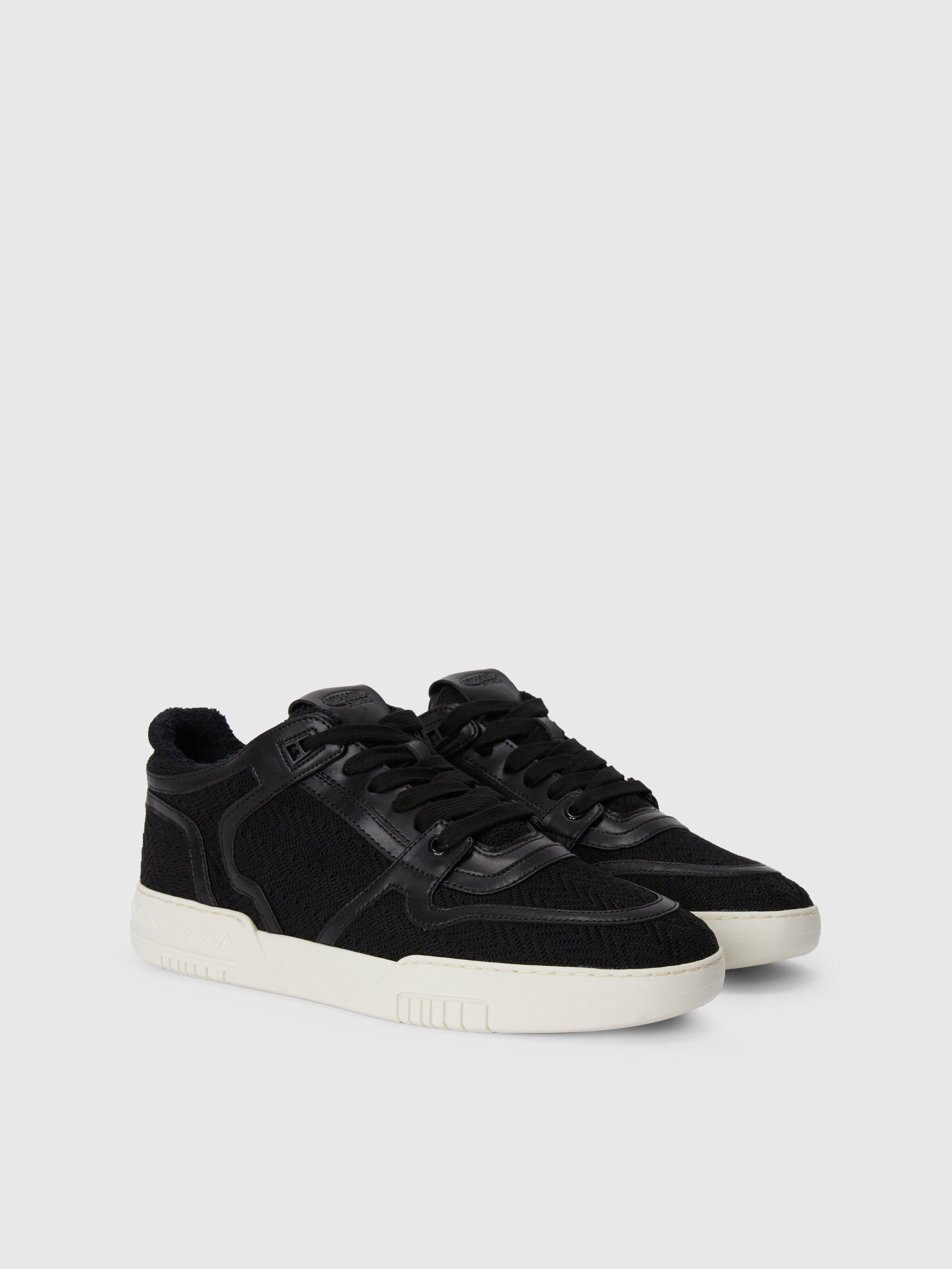 Sneakers with rubber sole and fabric upper with inserts, Black - 1