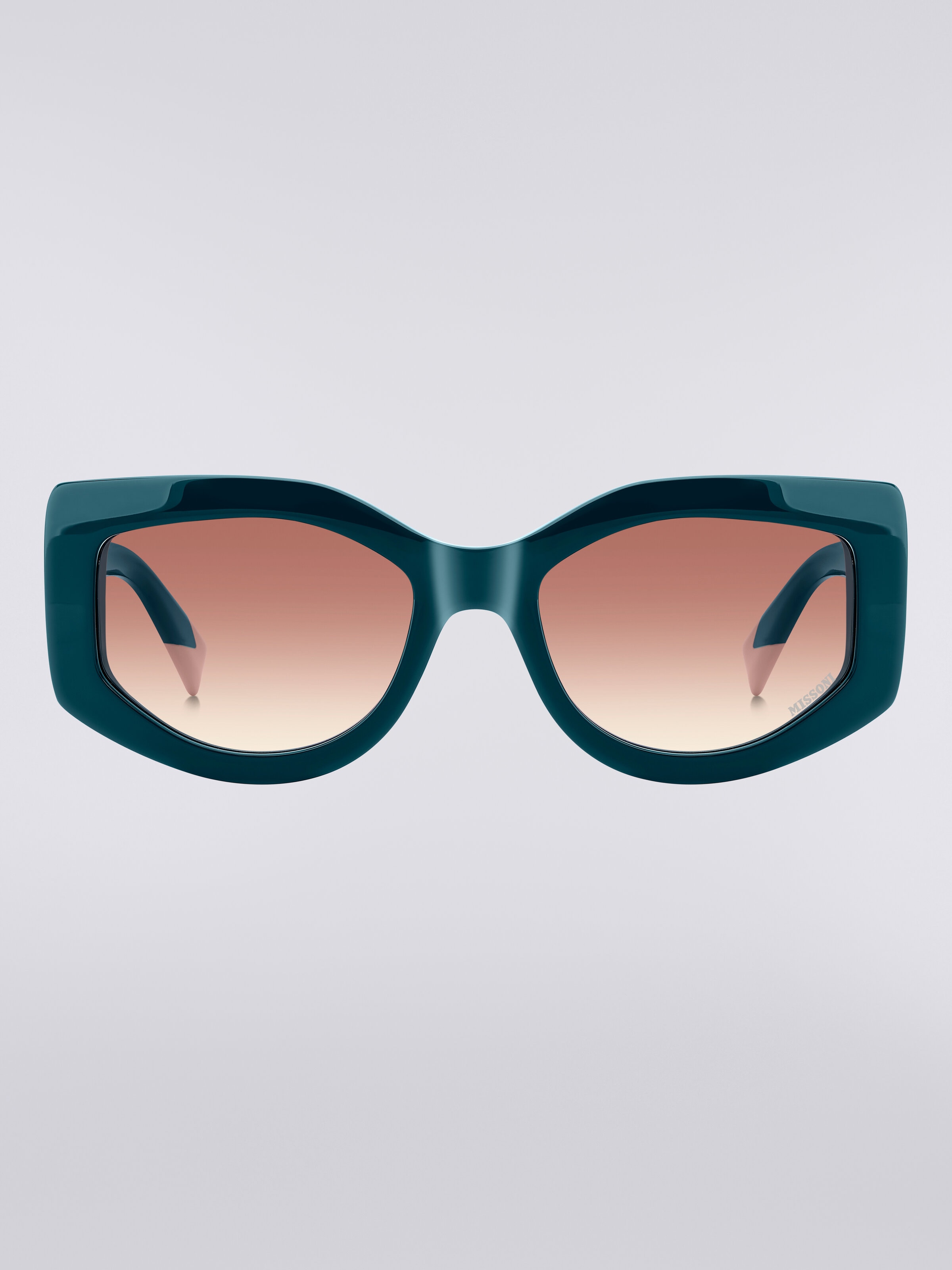 Slightly wrap-around shaped sunglasses in acetate, Green - 0