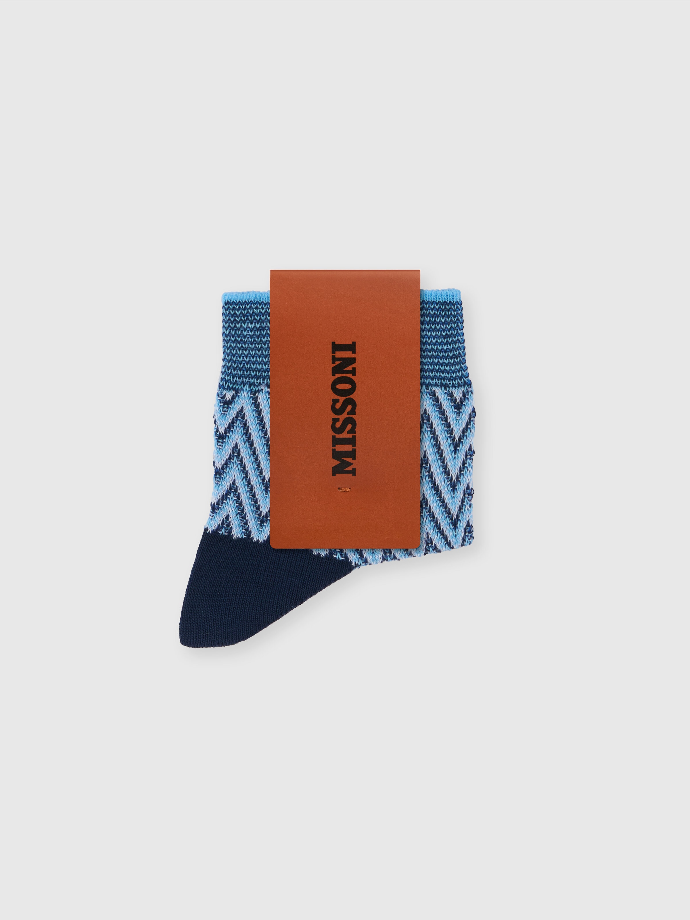 Calcetines cortos de algodón en zig zag, Multicolor  - 1