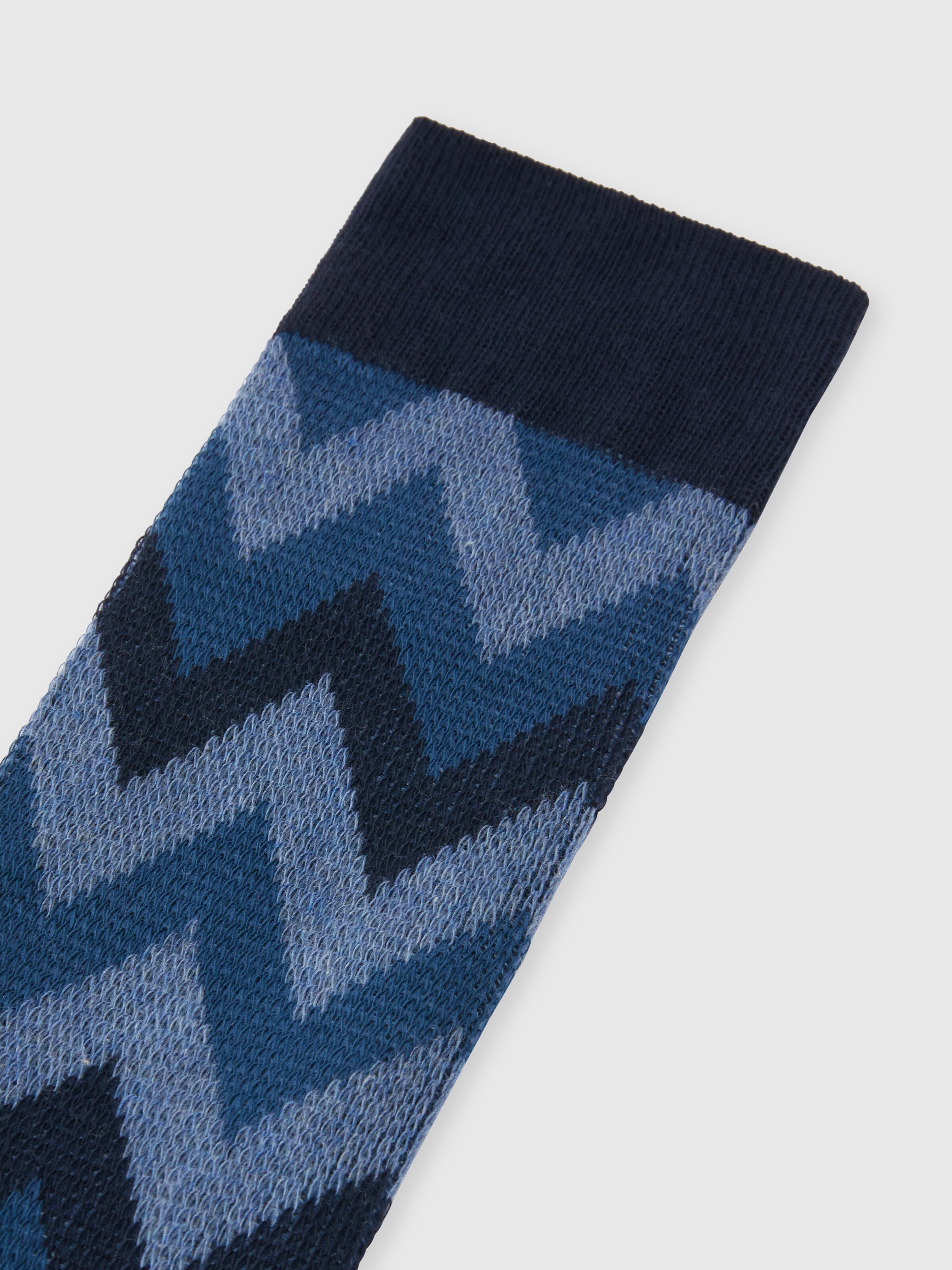 Zig zag cotton blend socks with logo lettering, Multicoloured  - 2