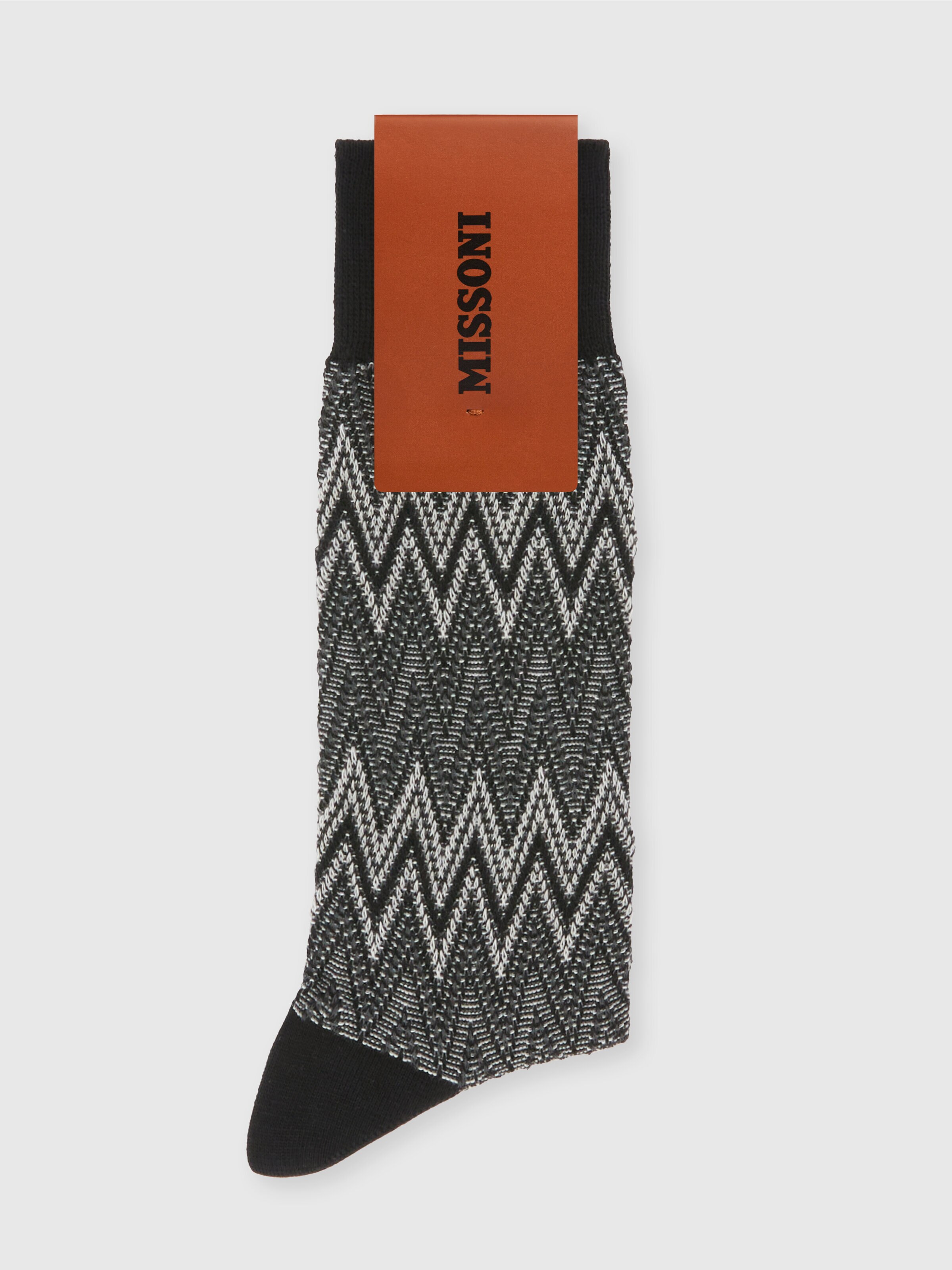 Calcetines de mezcla de algodón en zig zag, Multicolor  - 1