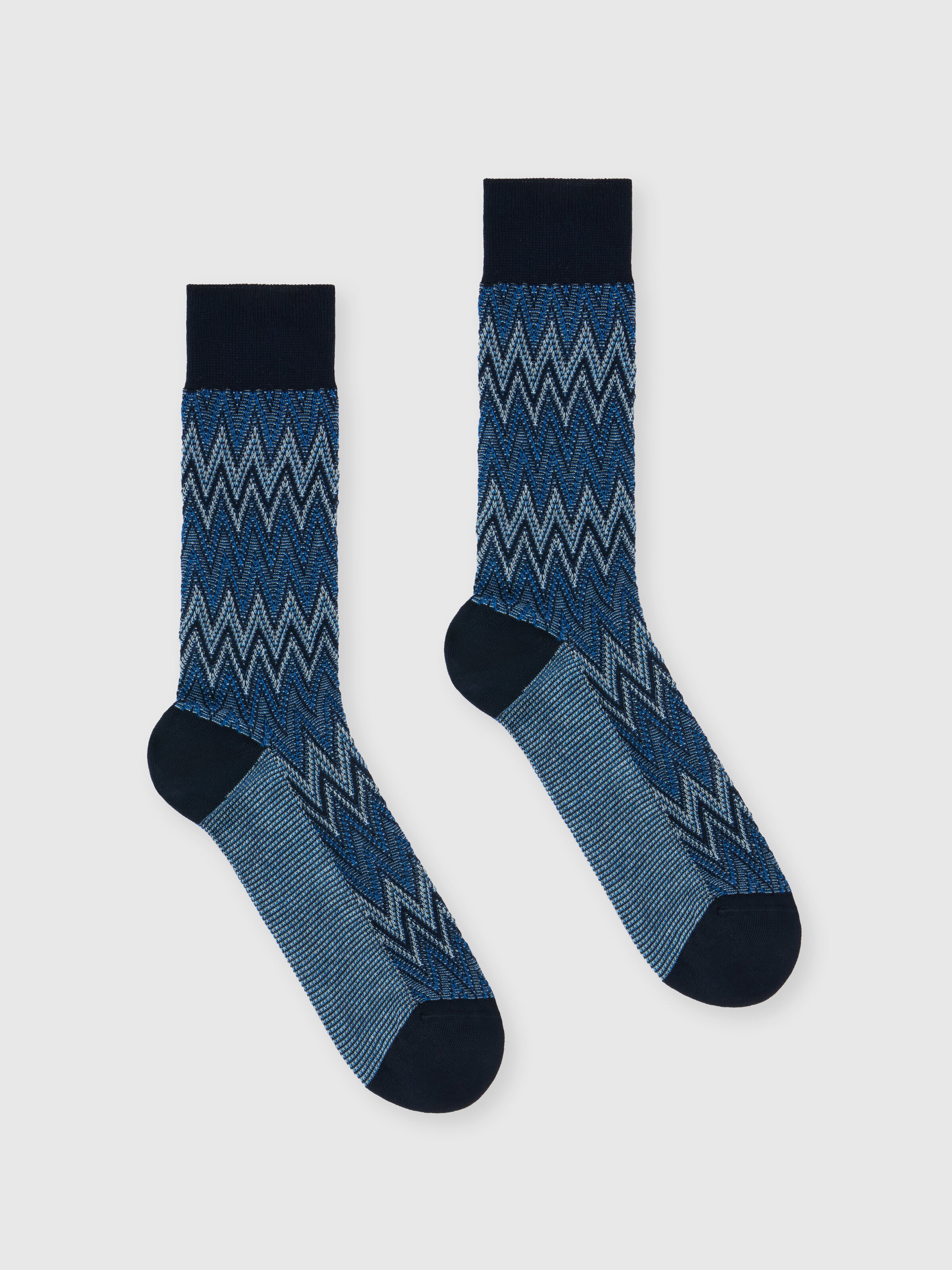 Zig zag cotton blend socks, Multicoloured  - 0