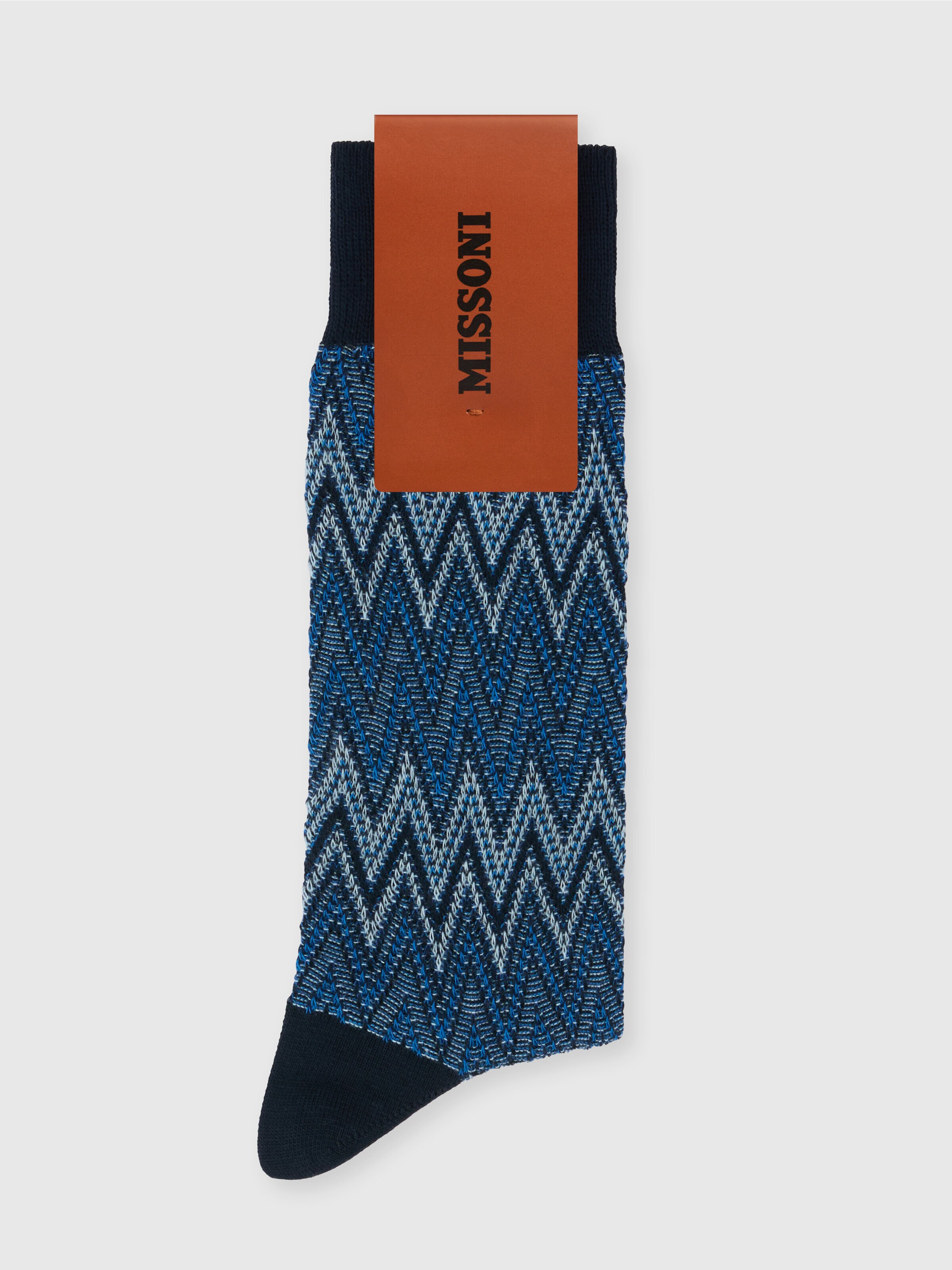 Zig zag cotton blend socks, Multicoloured  - 1