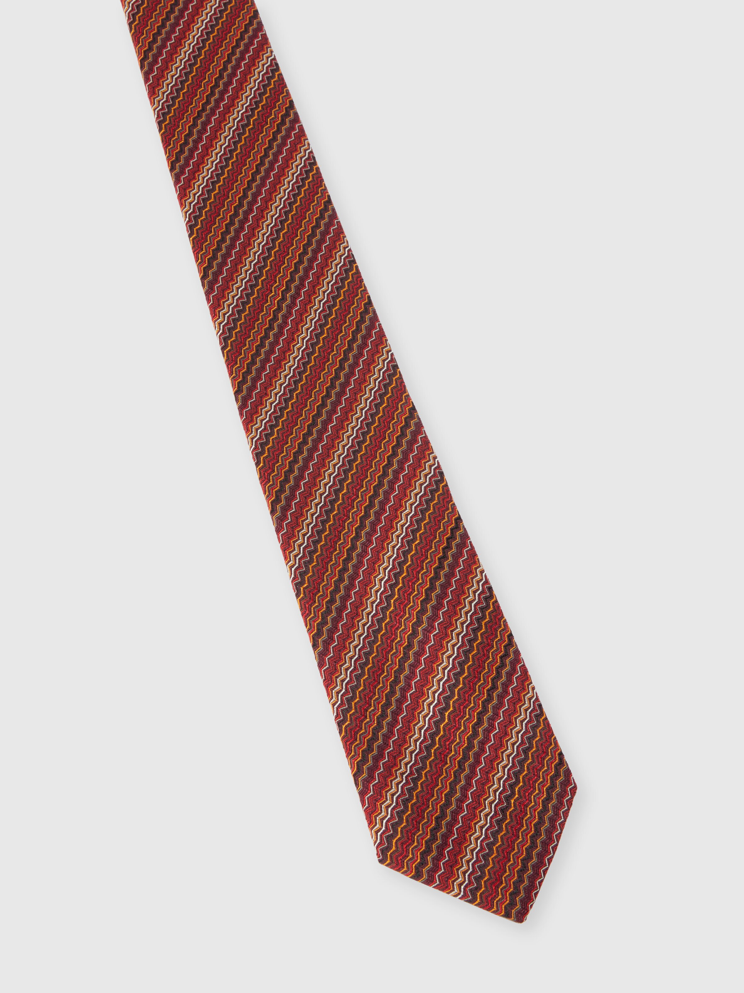 Silk tie with zig zag pattern, Multicoloured  - 1