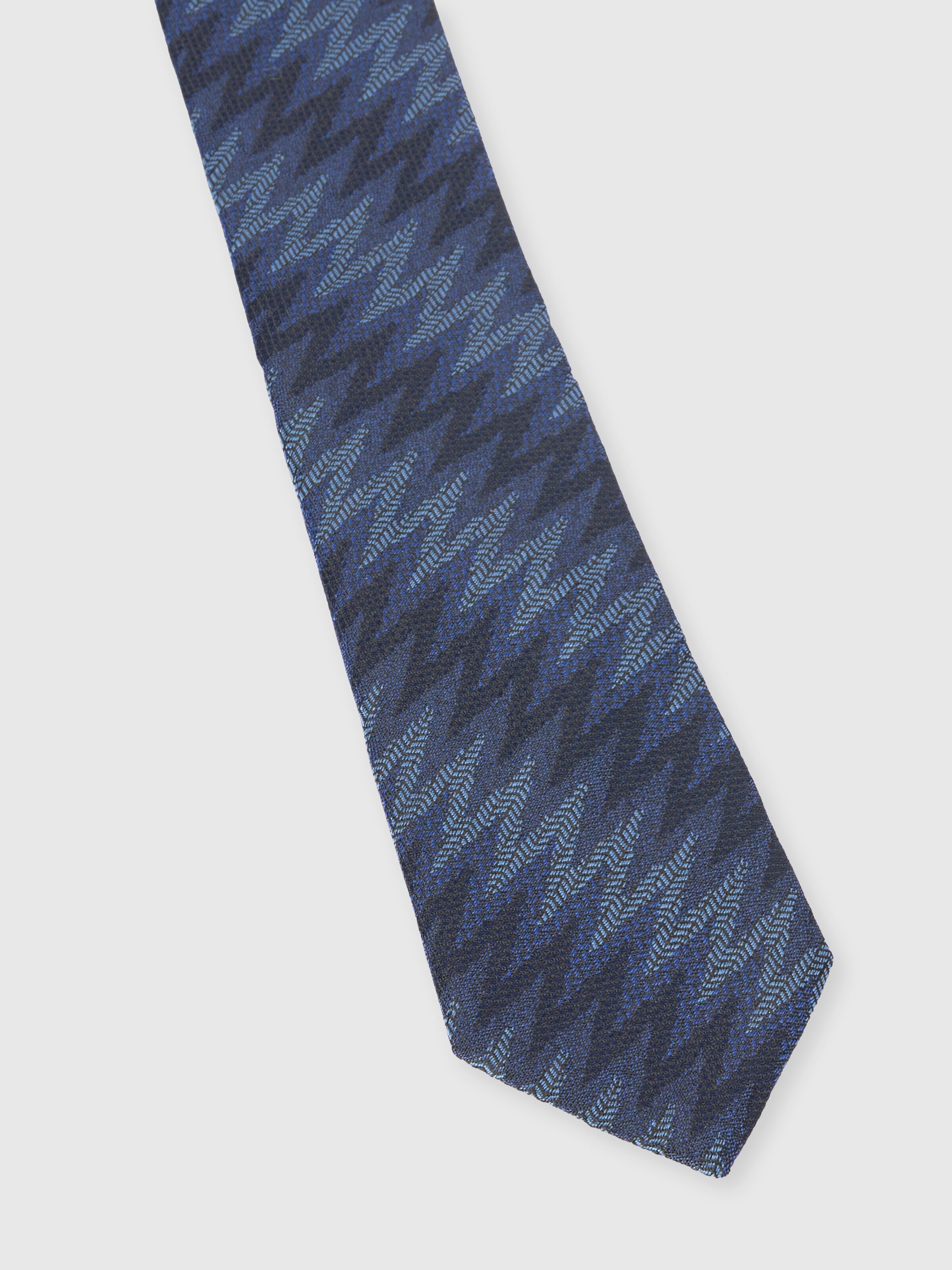 Silk tie with elongated zigzag, Multicoloured  - 1