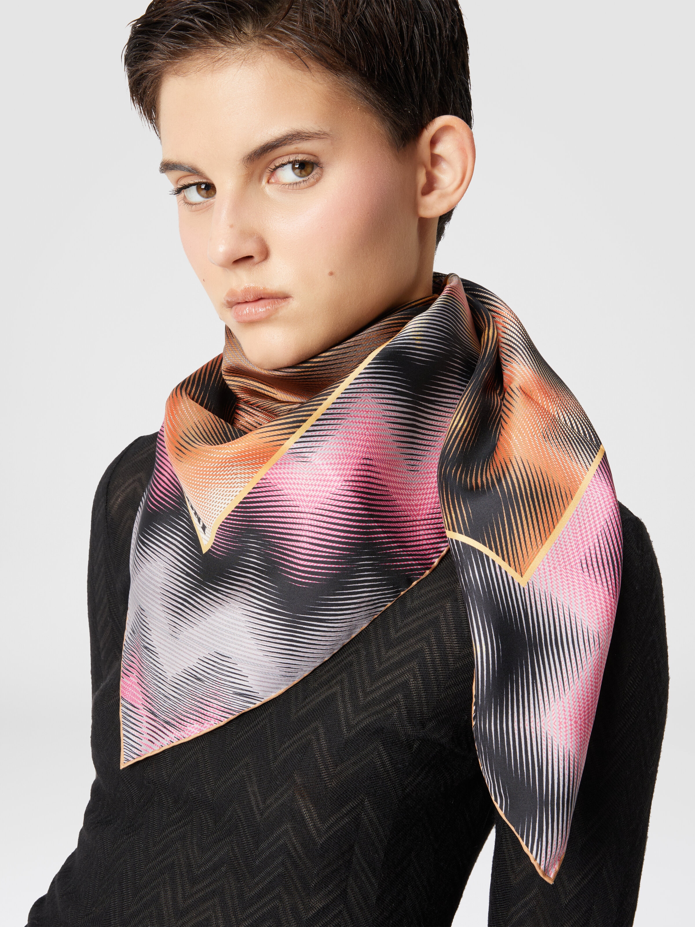 Flamed silk scarf, Multicoloured  - 2