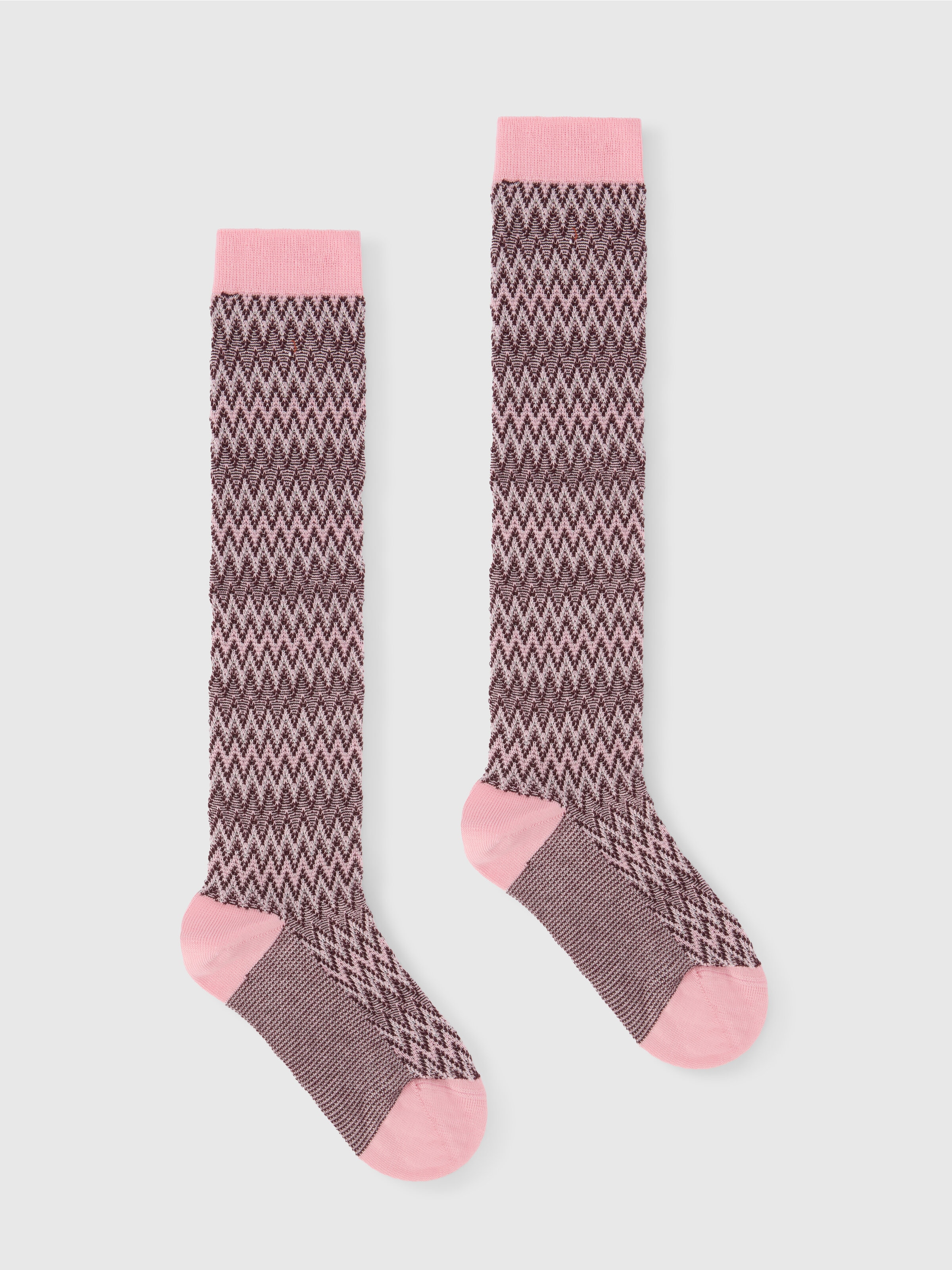 Calcetines largos de algodón en zig zag, Multicolor  - 0
