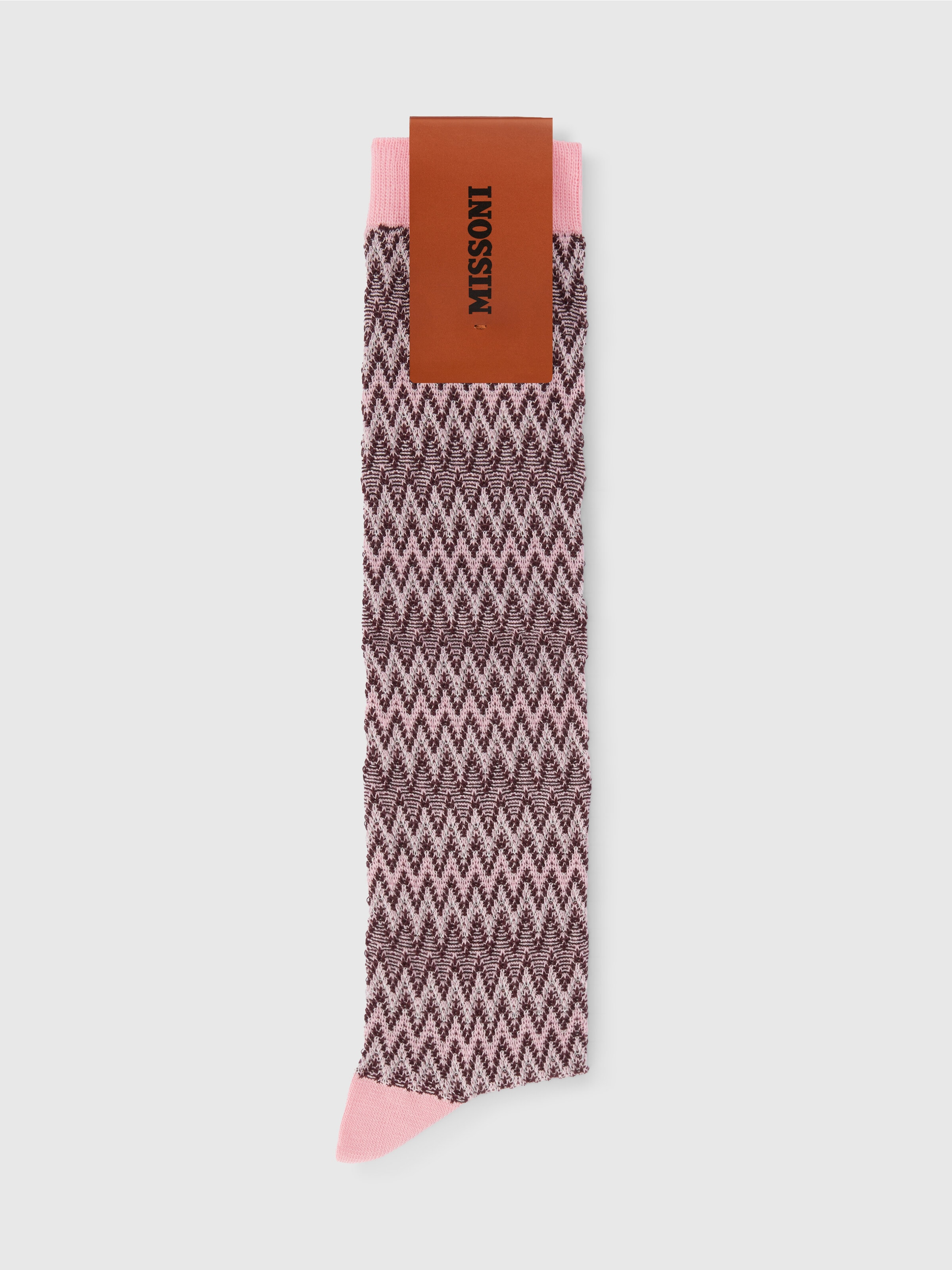 Calcetines largos de algodón en zig zag, Multicolor  - 1