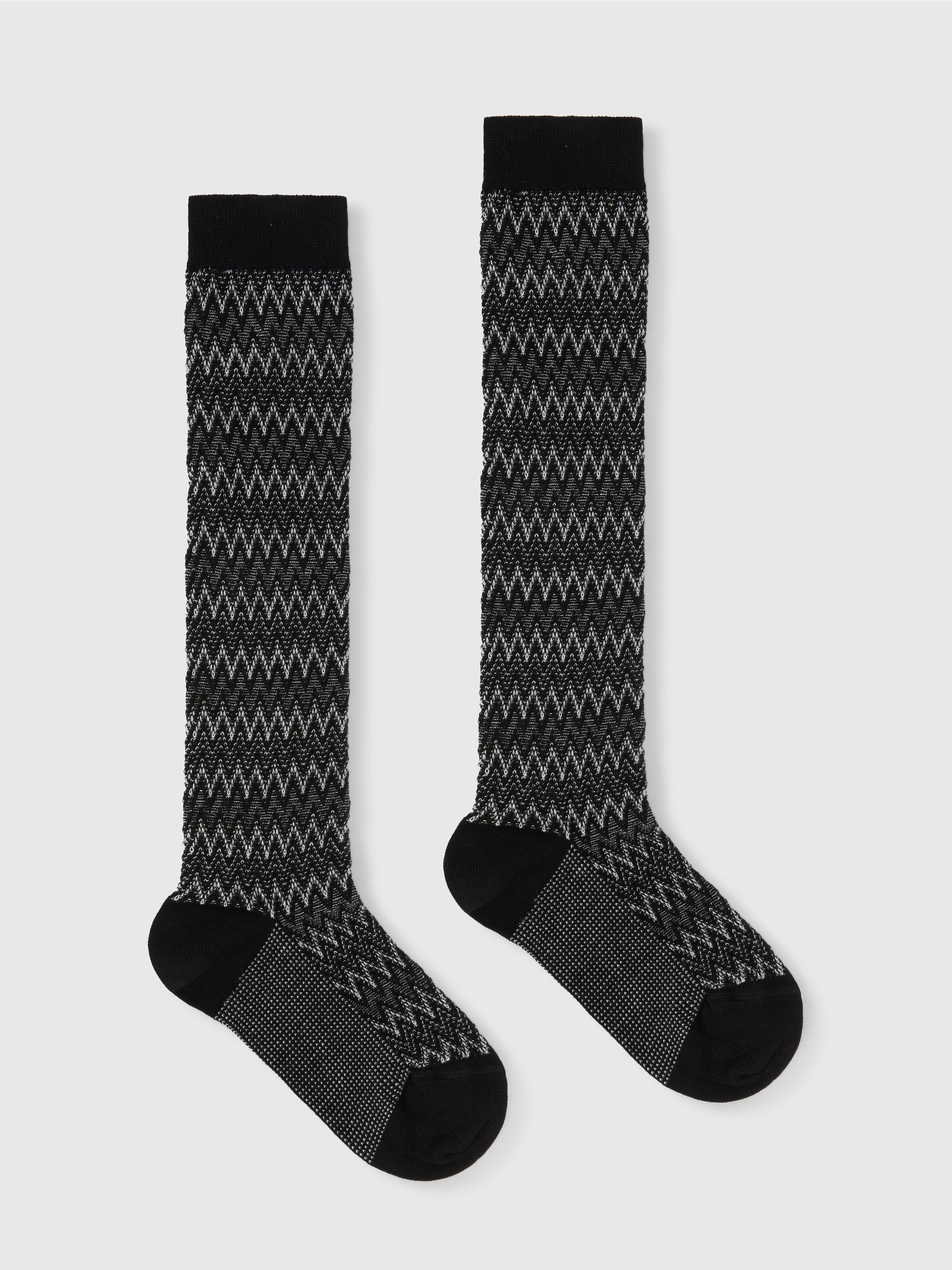 Long zig zag cotton socks, Multicoloured  - 0