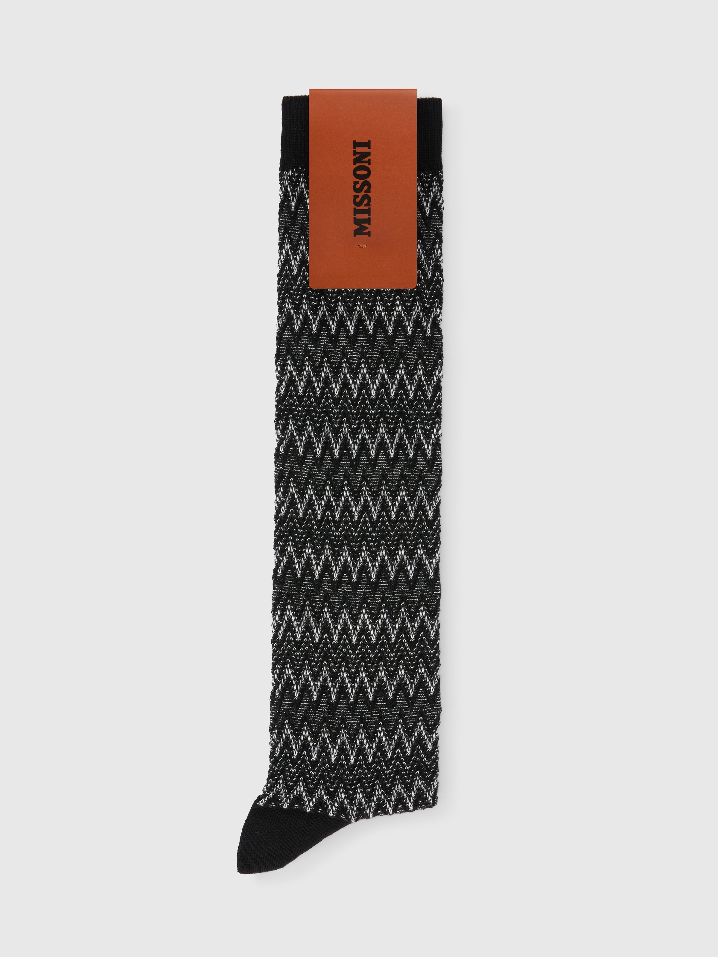 Long zig zag cotton socks, Multicoloured  - 1