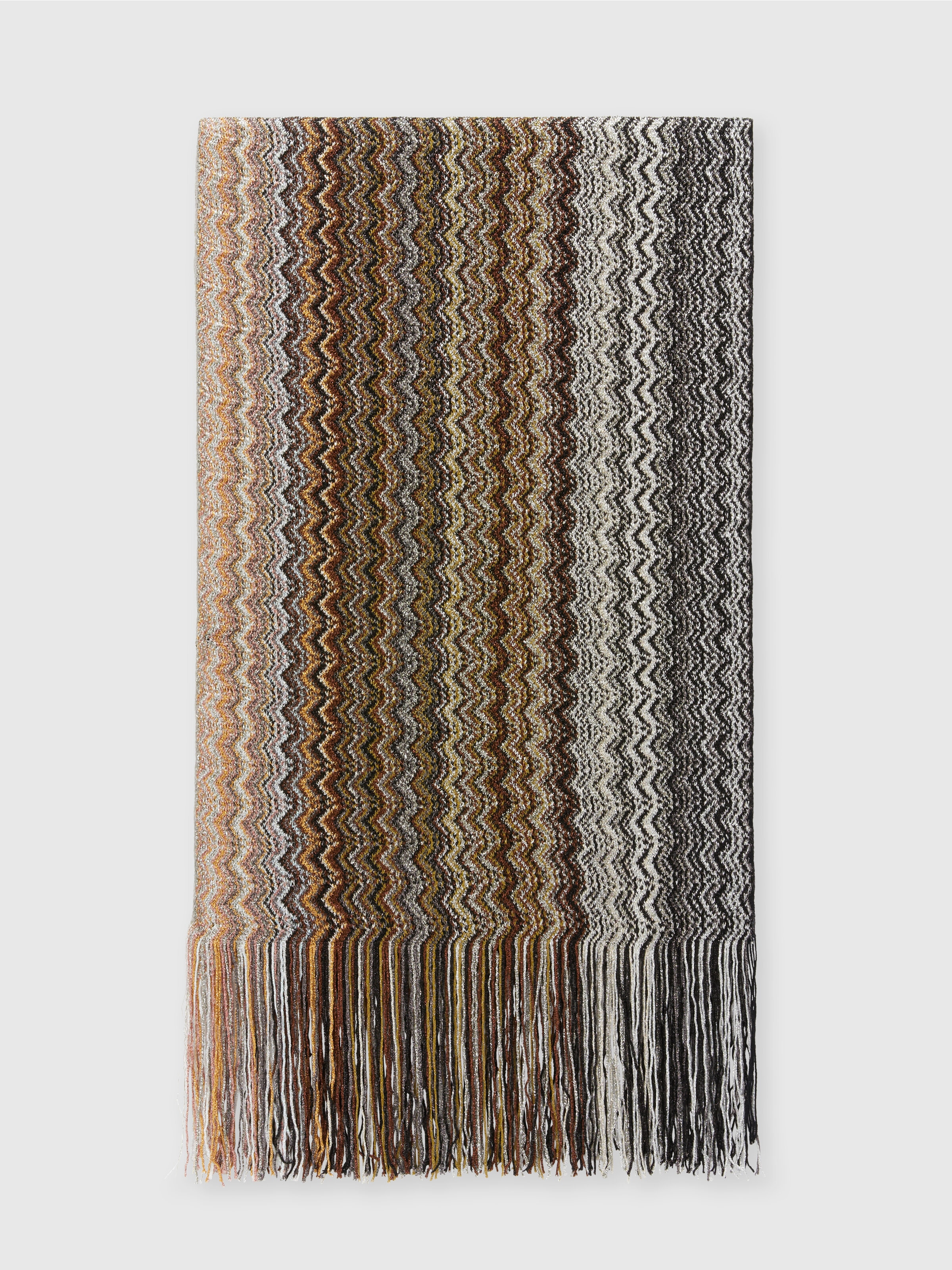Viscose-blend scarf with fringes, Multicoloured  - 0
