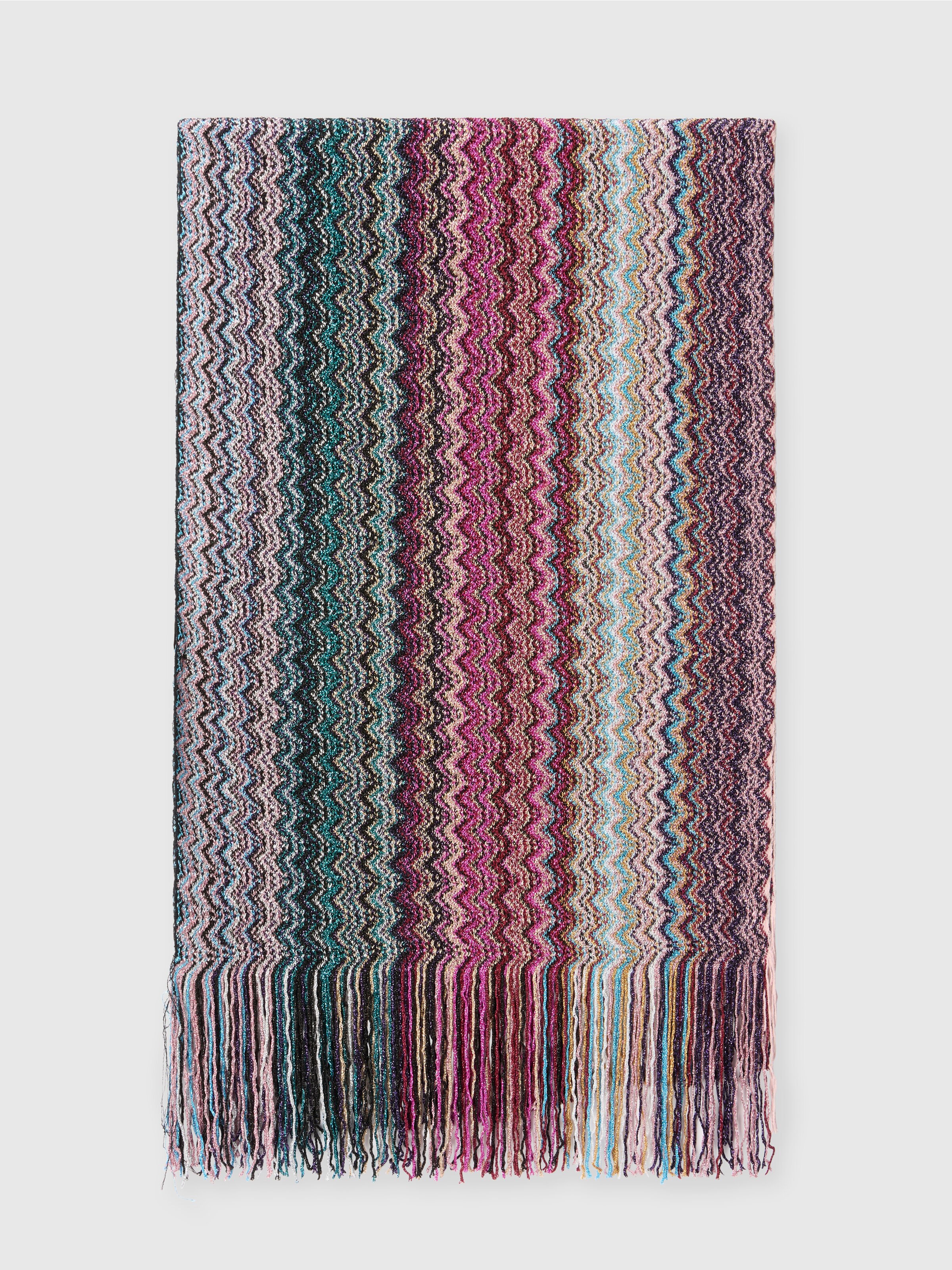 Viscose-blend scarf with fringes, Multicoloured  - 0