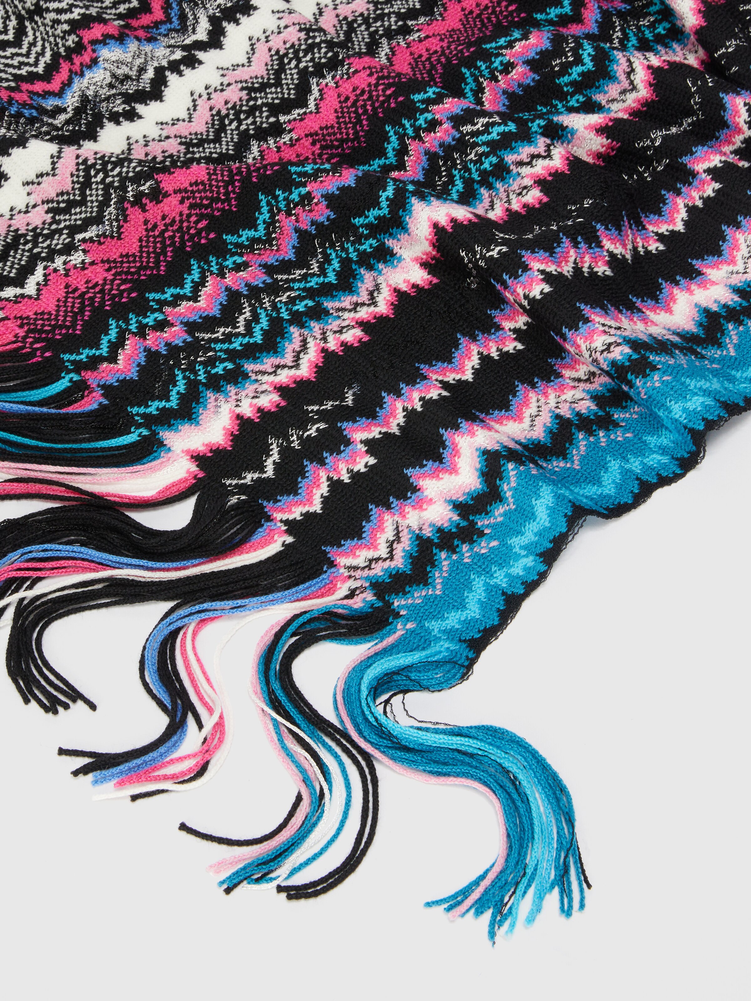 Wool and viscose scarf with fringes, Multicoloured  - 1