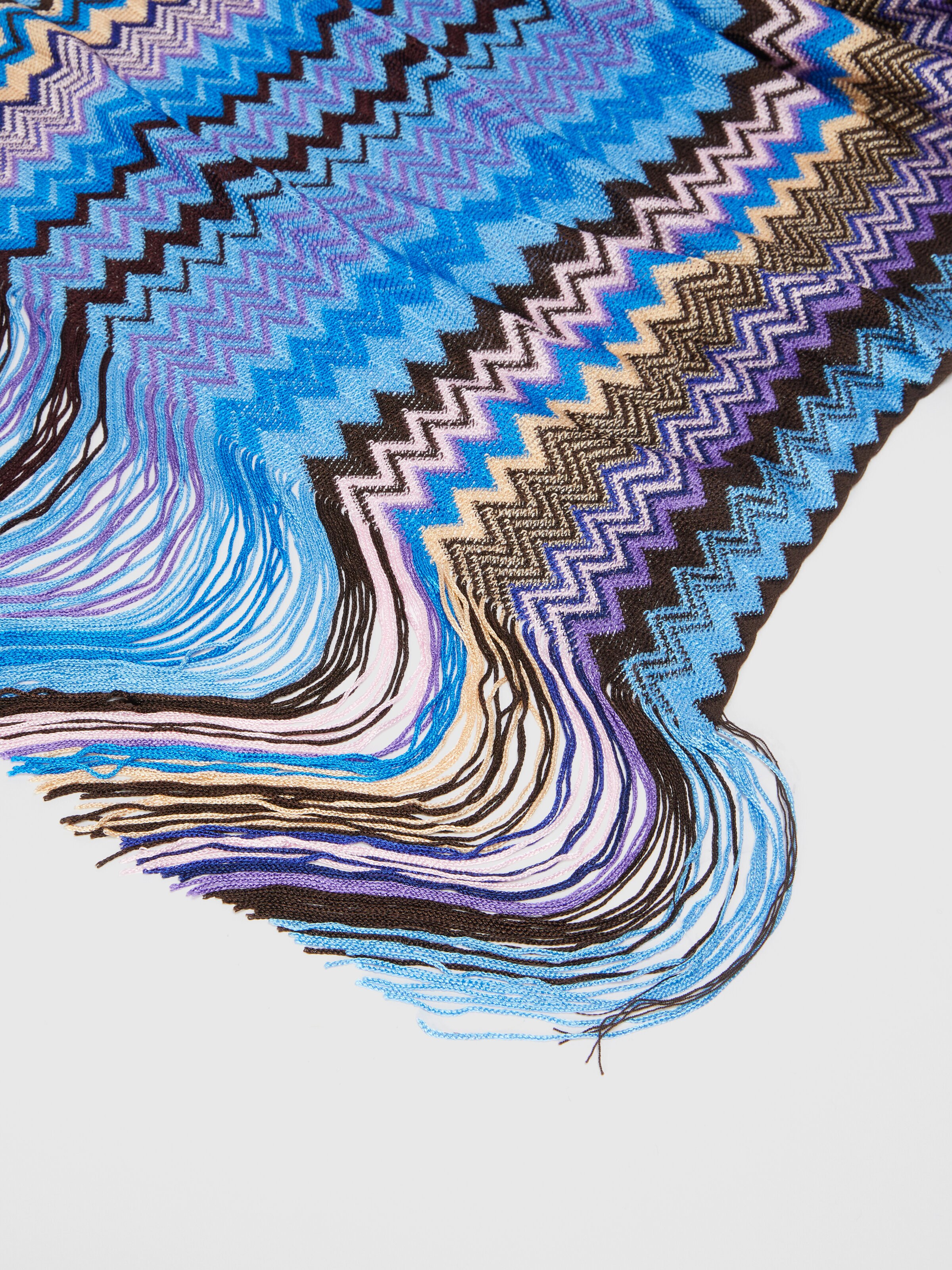 Zig zag viscose scarf with fringes, Multicoloured  - 1
