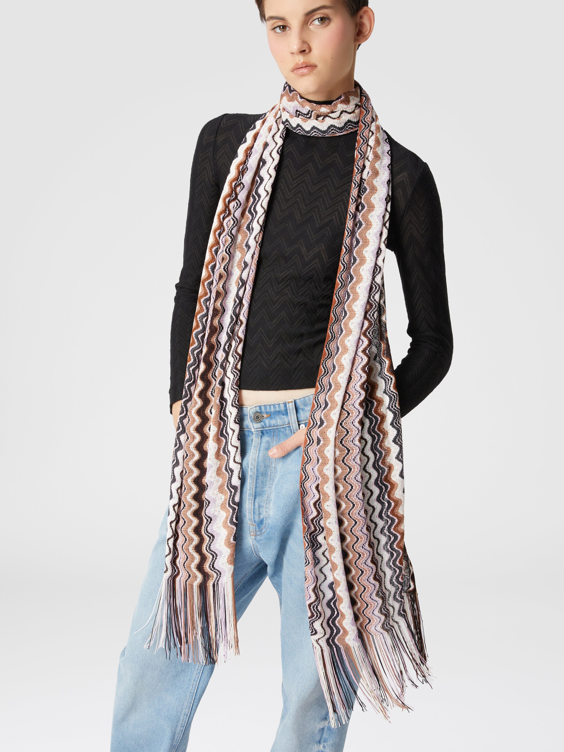 Chevron viscose scarf, Multicoloured  - 2