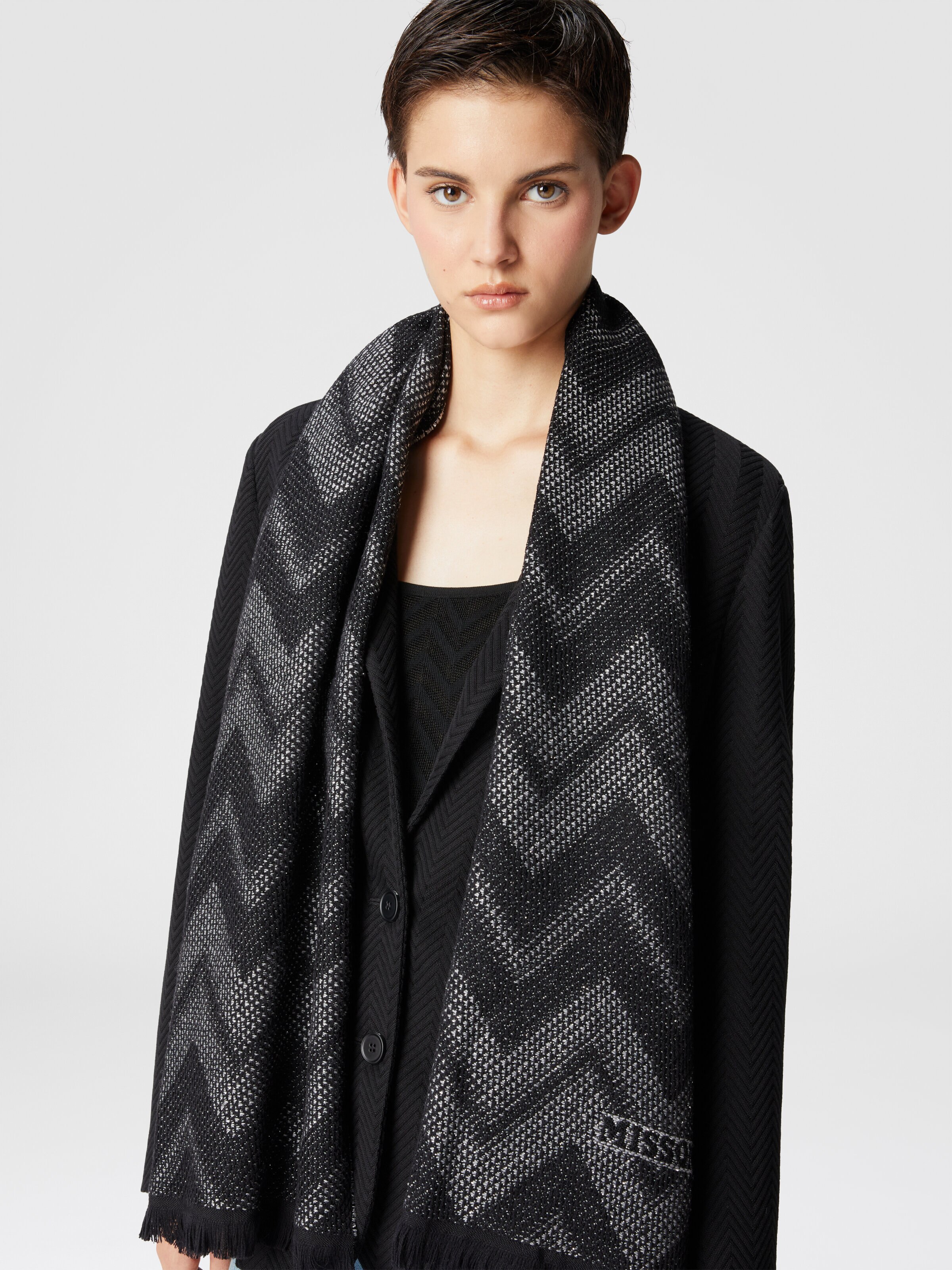 Zigzag wool stole, Multicoloured  - 2