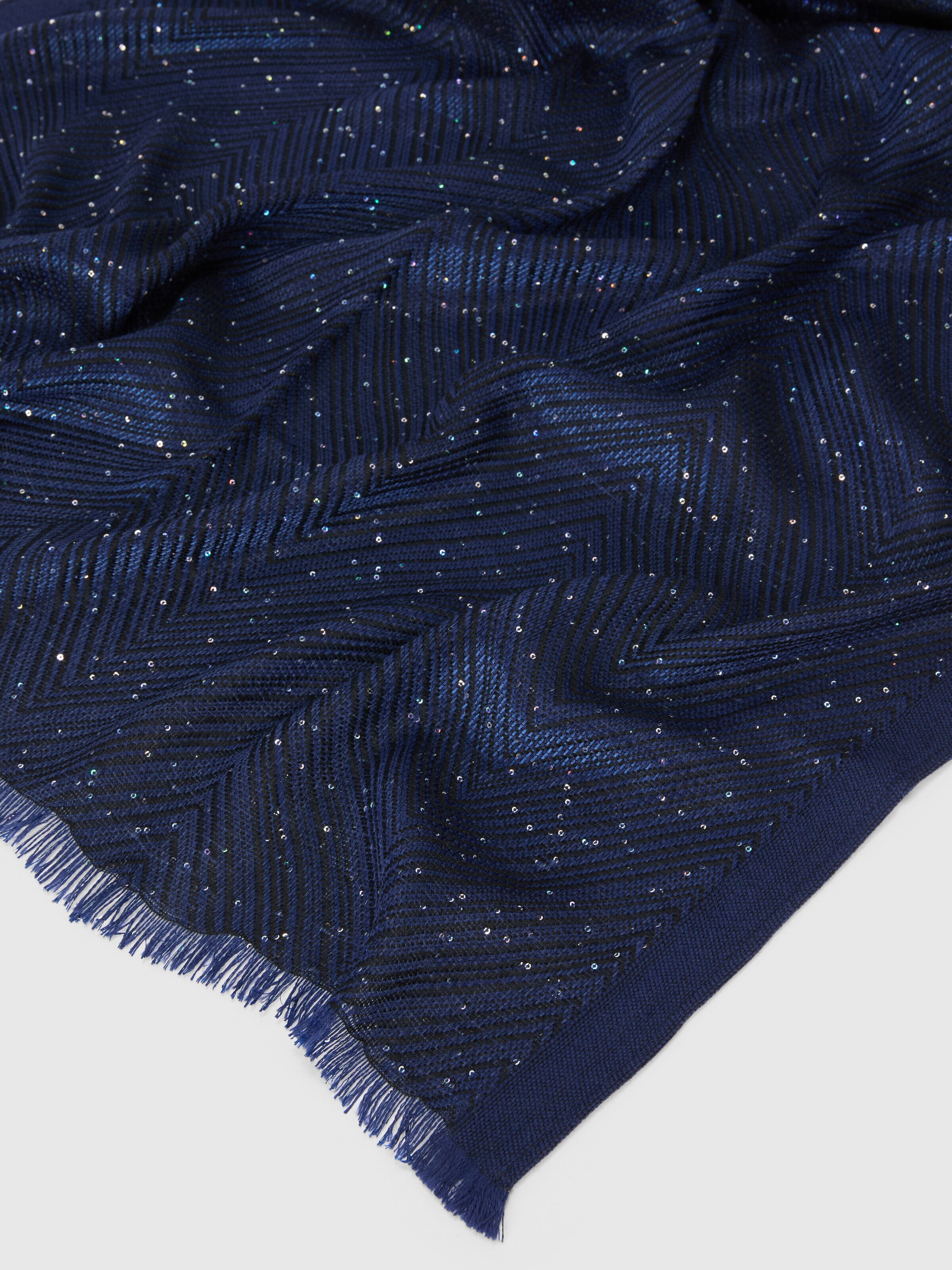 Viscose blend stole with sequins, Multicoloured  - 1