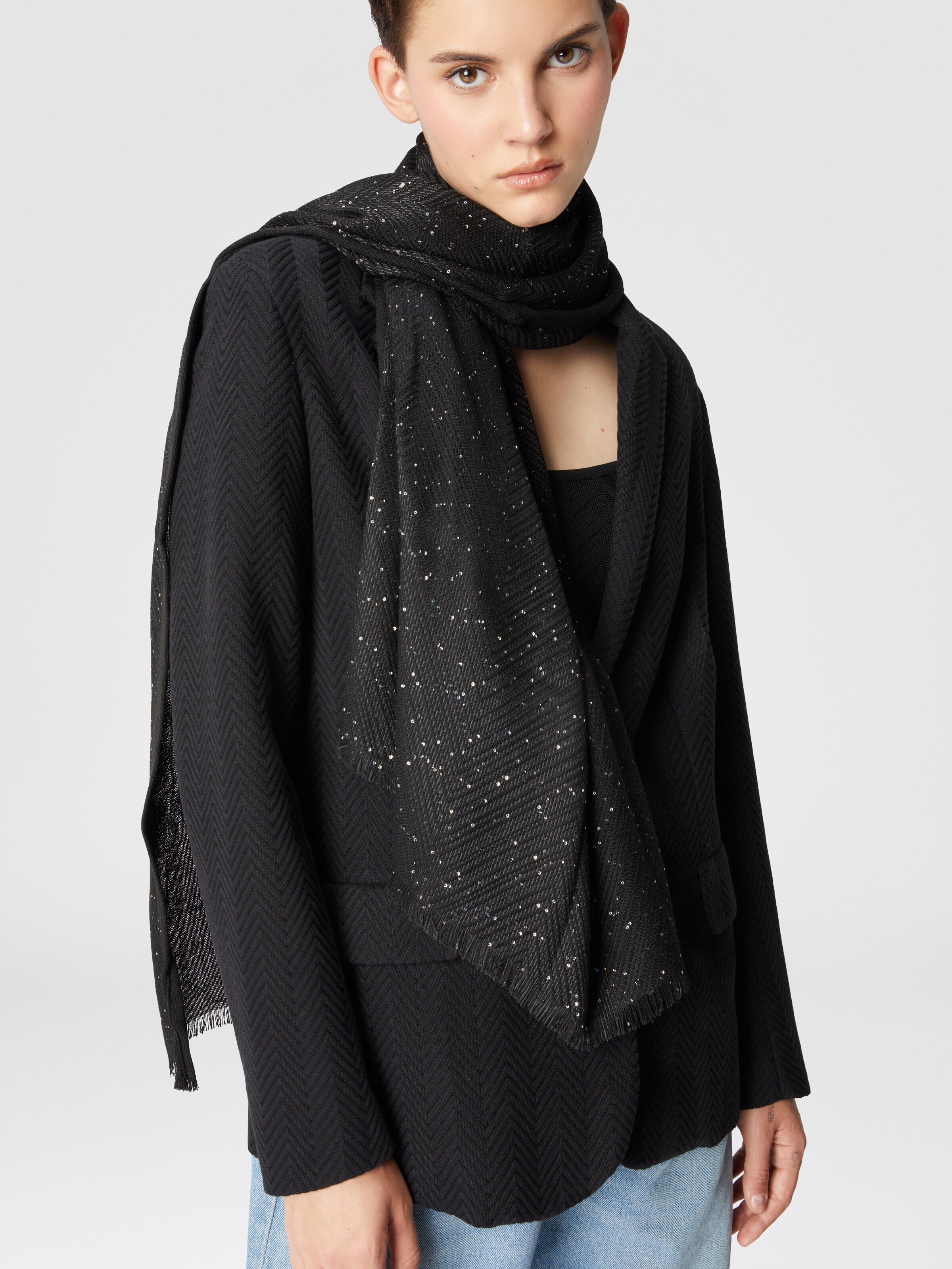 Viscose blend stole with sequins, Multicoloured  - 2