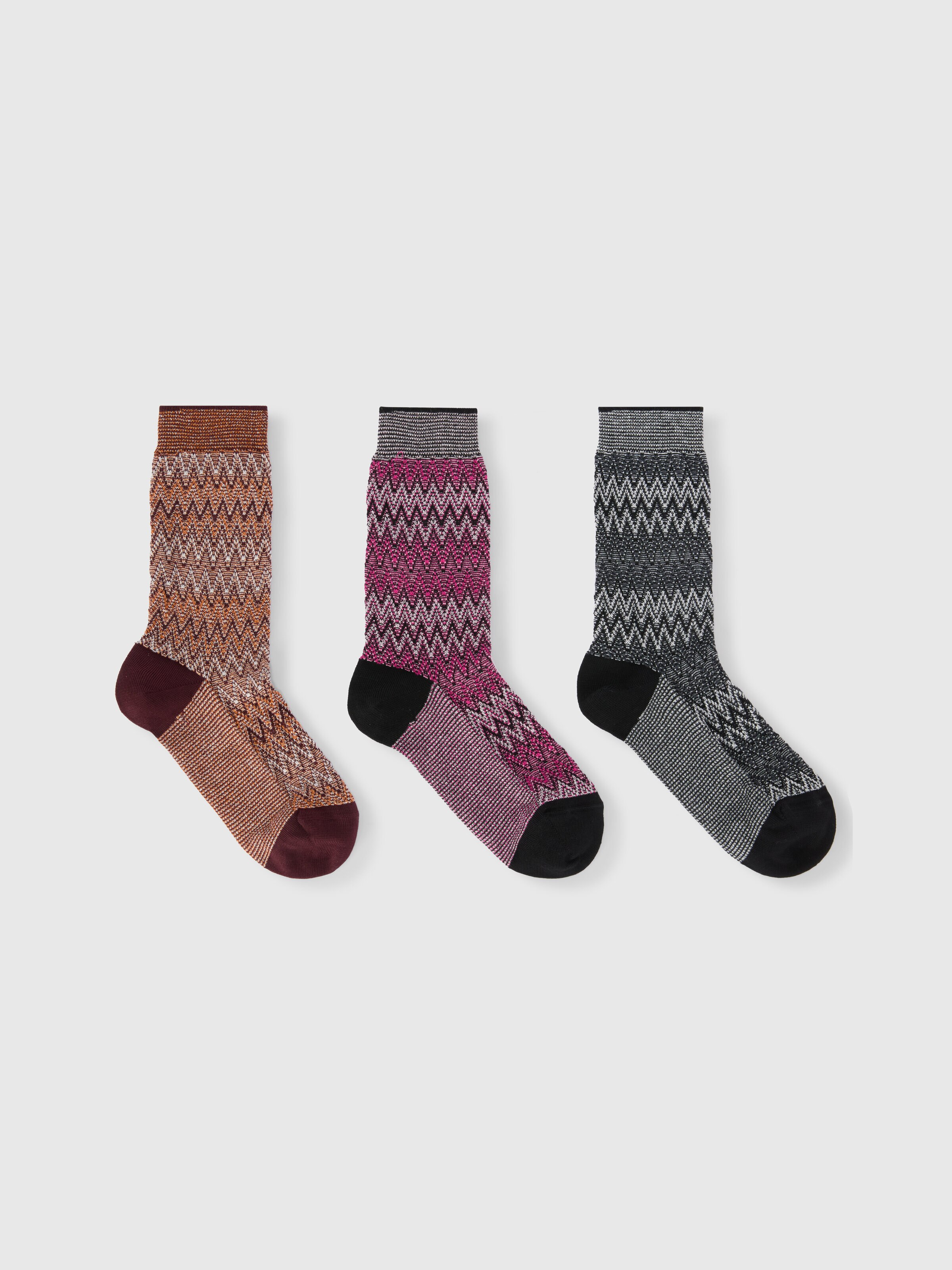 Set of 3 zig zag socks, Multicoloured  - 0