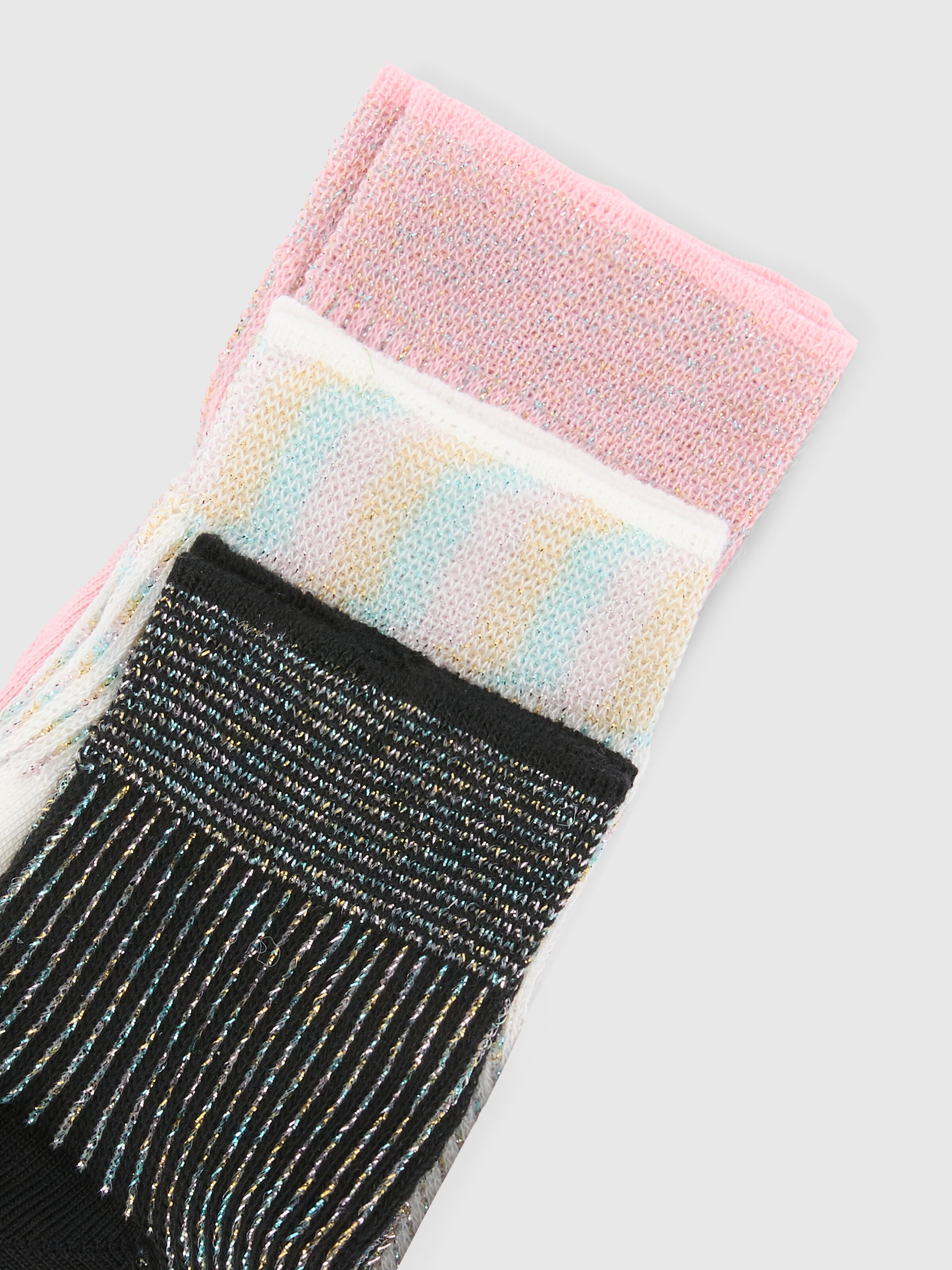 Set of 3 lamé ribbed socks, Multicoloured  - 2