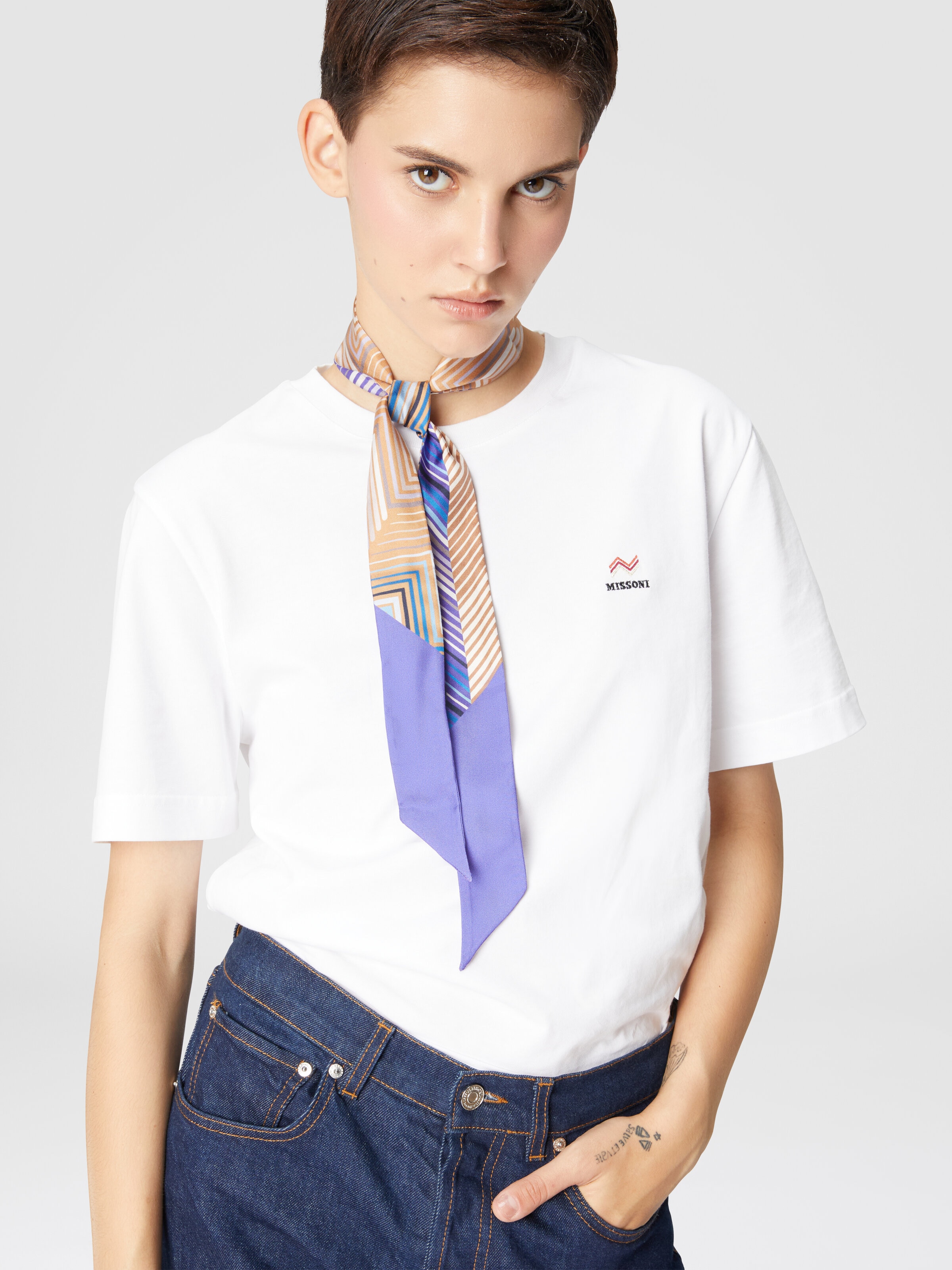 Silk twilly with logo, Multicoloured  - 2