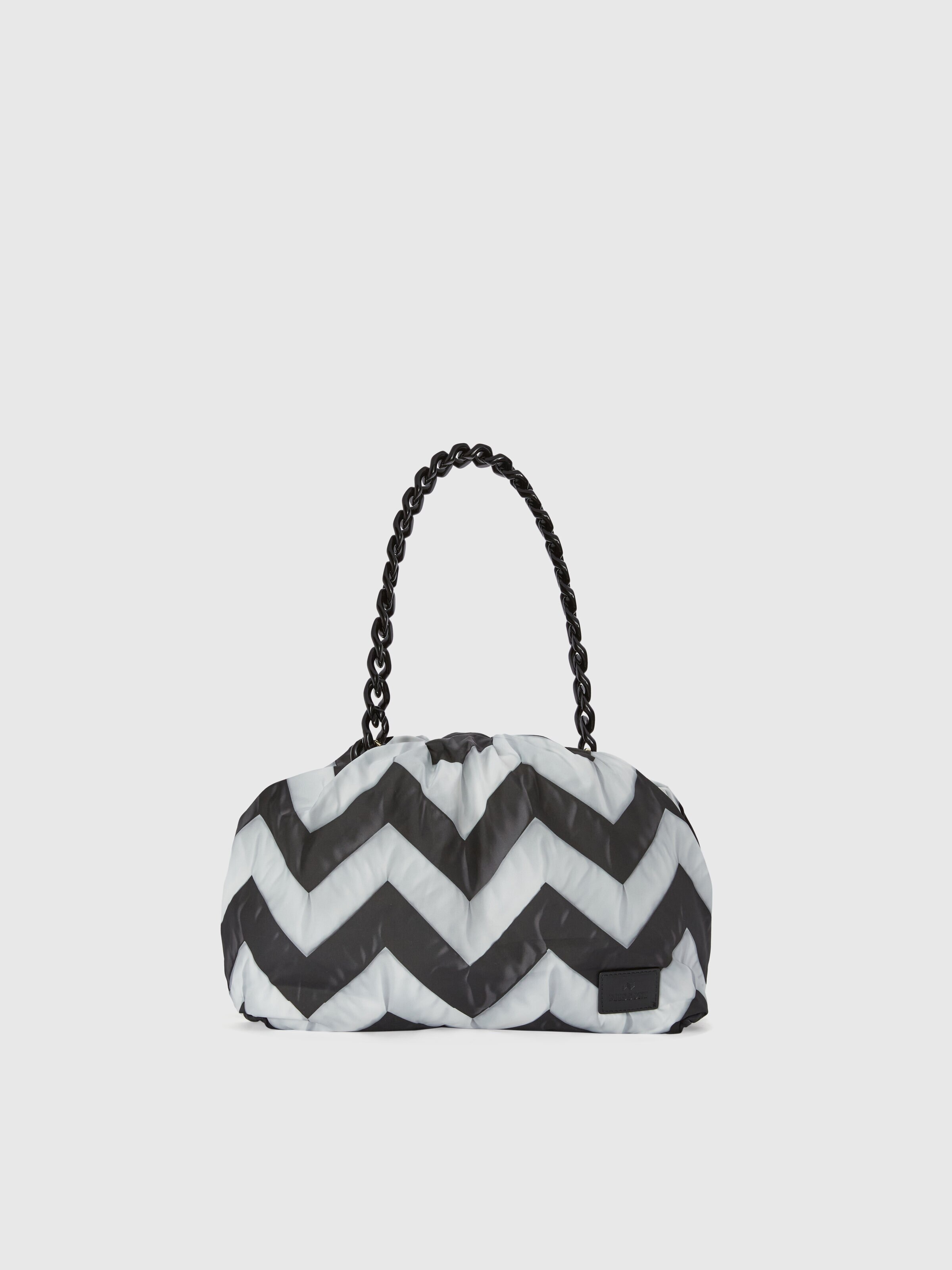 Zig zag fabric clutch with removable shoulder strap, Black & White - 0
