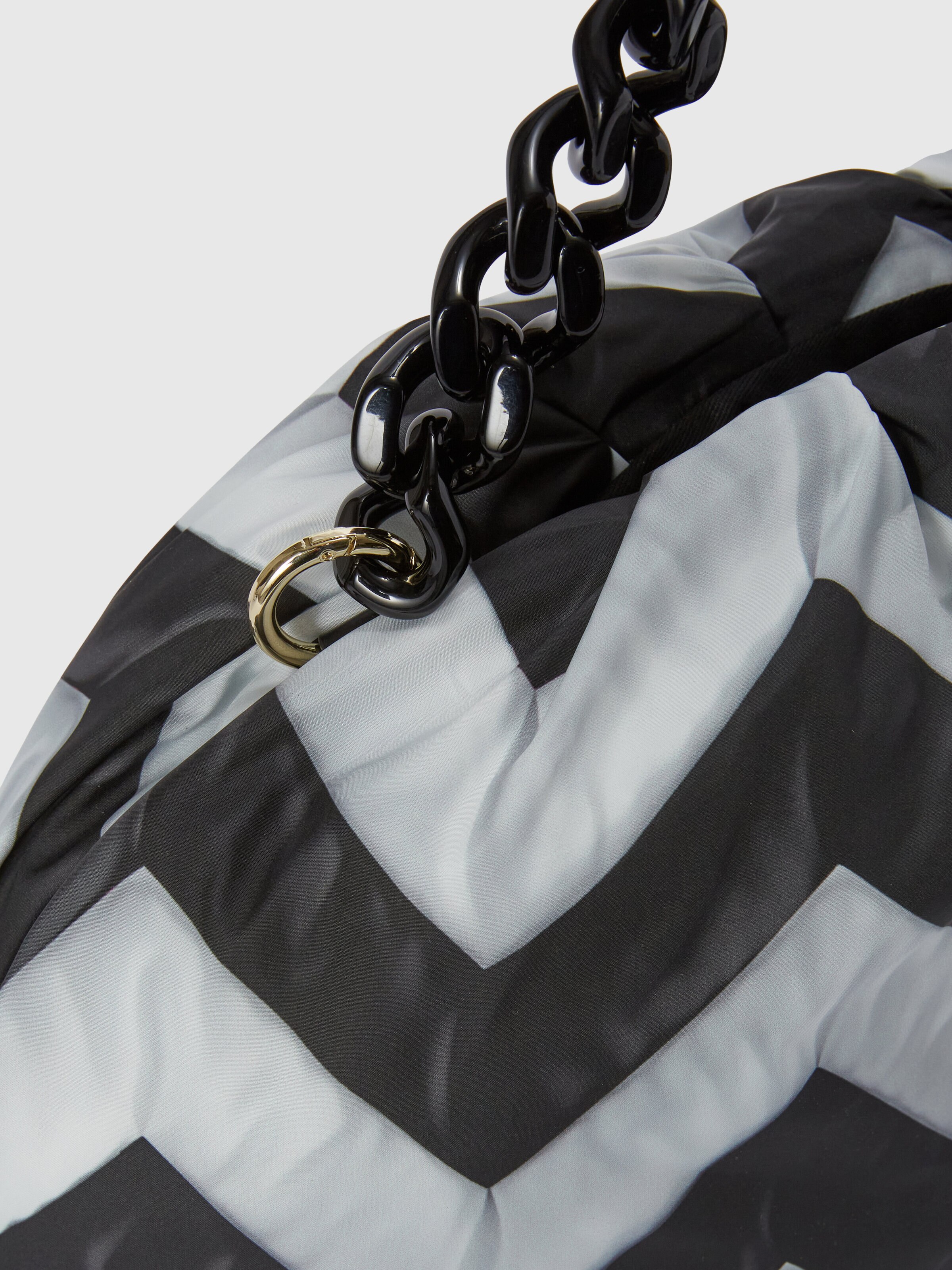 Zig zag fabric clutch with removable shoulder strap, Black & White - 3