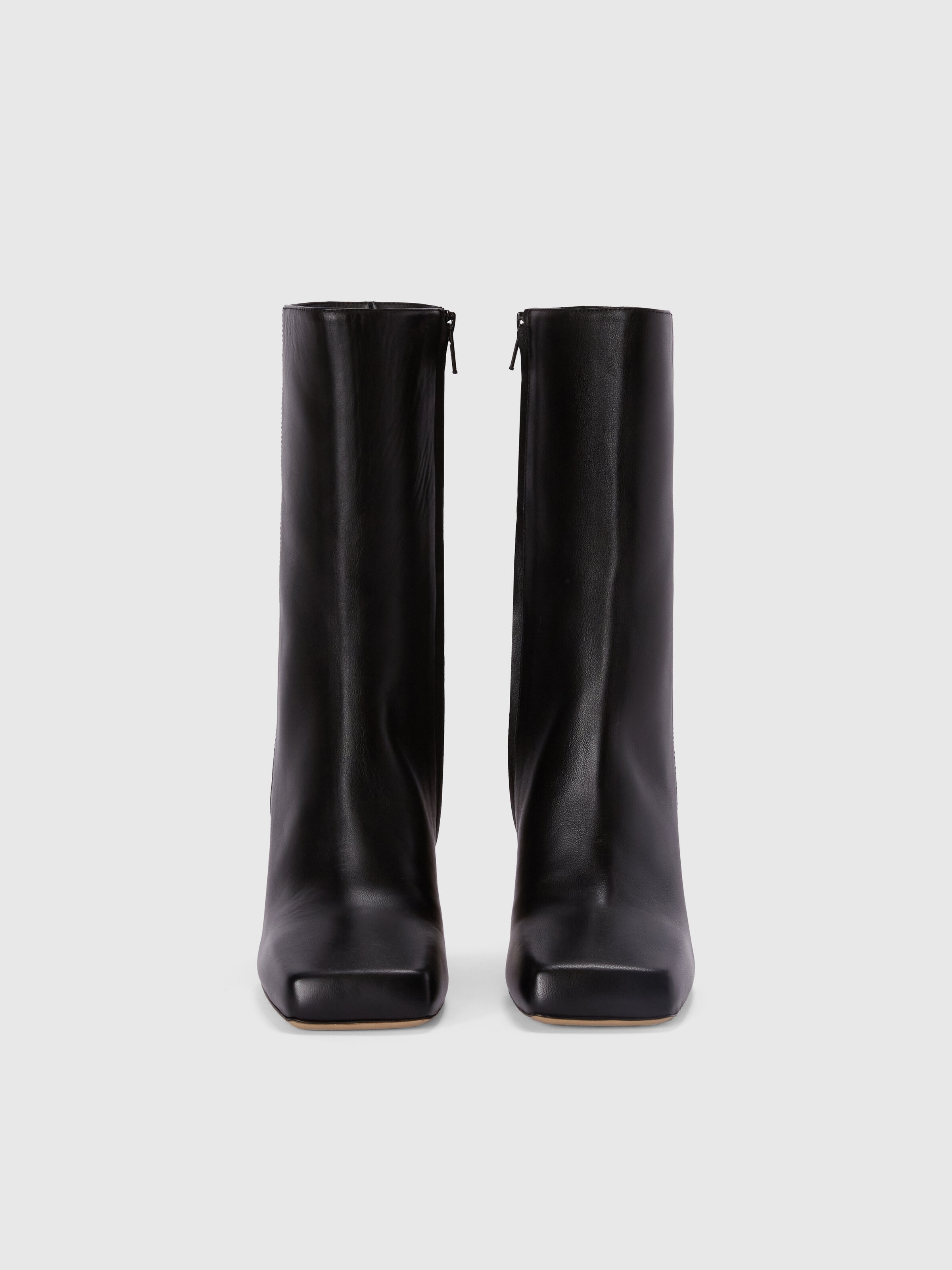 Leather ankle boots with metal heel, Black - 2