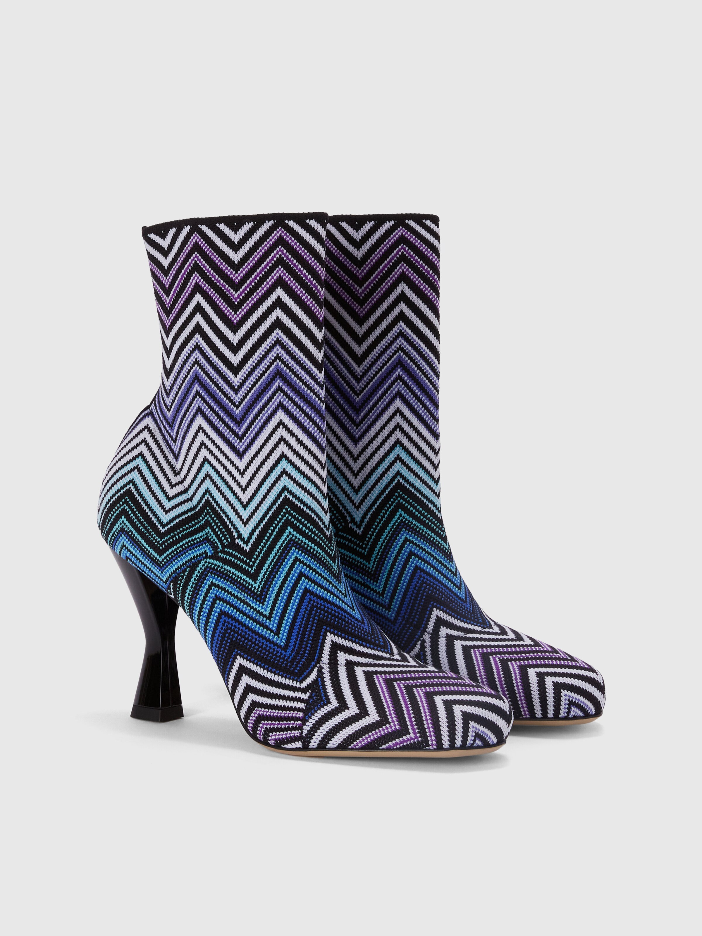 Ankle boots in zig zag fabric with culture heel, Purple  - 1