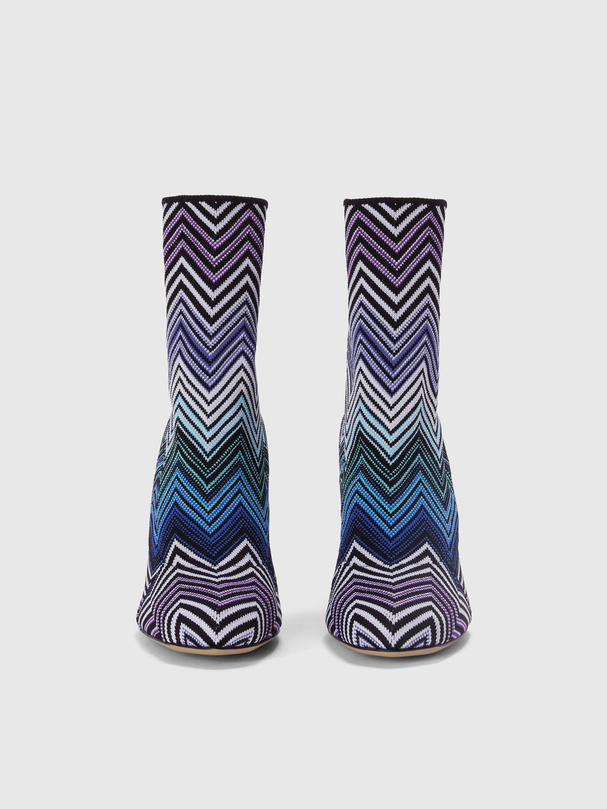 Ankle boots in zig zag fabric with culture heel, Purple  - 2