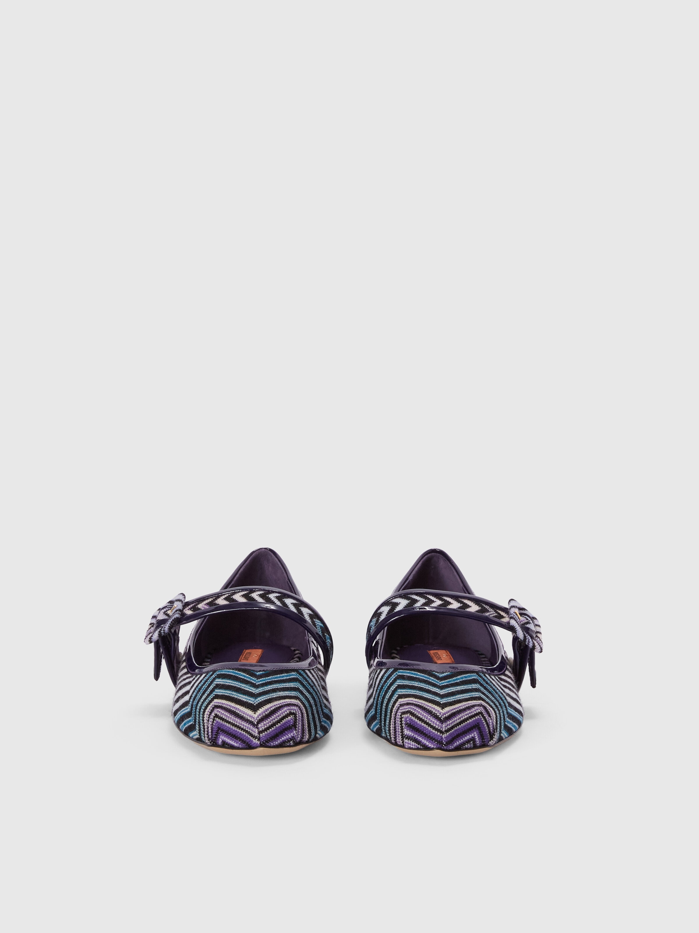 Zig zag fabric ballet flats with strap, Blue - 2